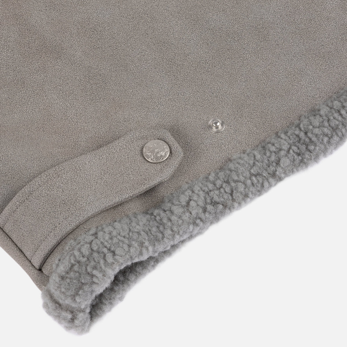 Dime MTL Faux Suede Varsity Jacket Gray — detail