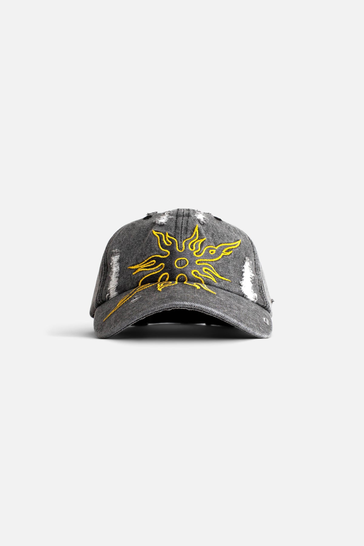 Jungles Jungles Eternal Flame Cap in black, front view with large embroidery