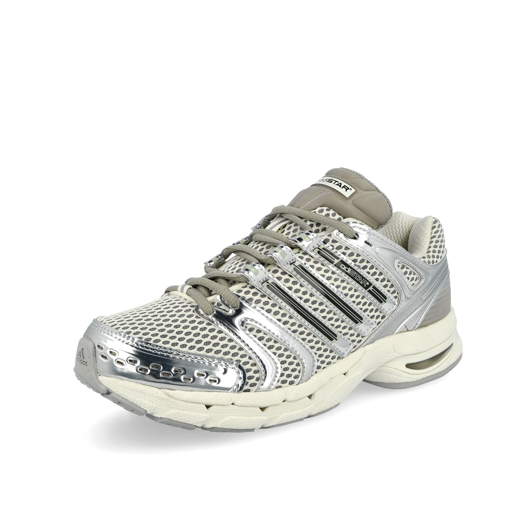 Adidas Women's Adistar Control 5 close up of silver metallic overlays