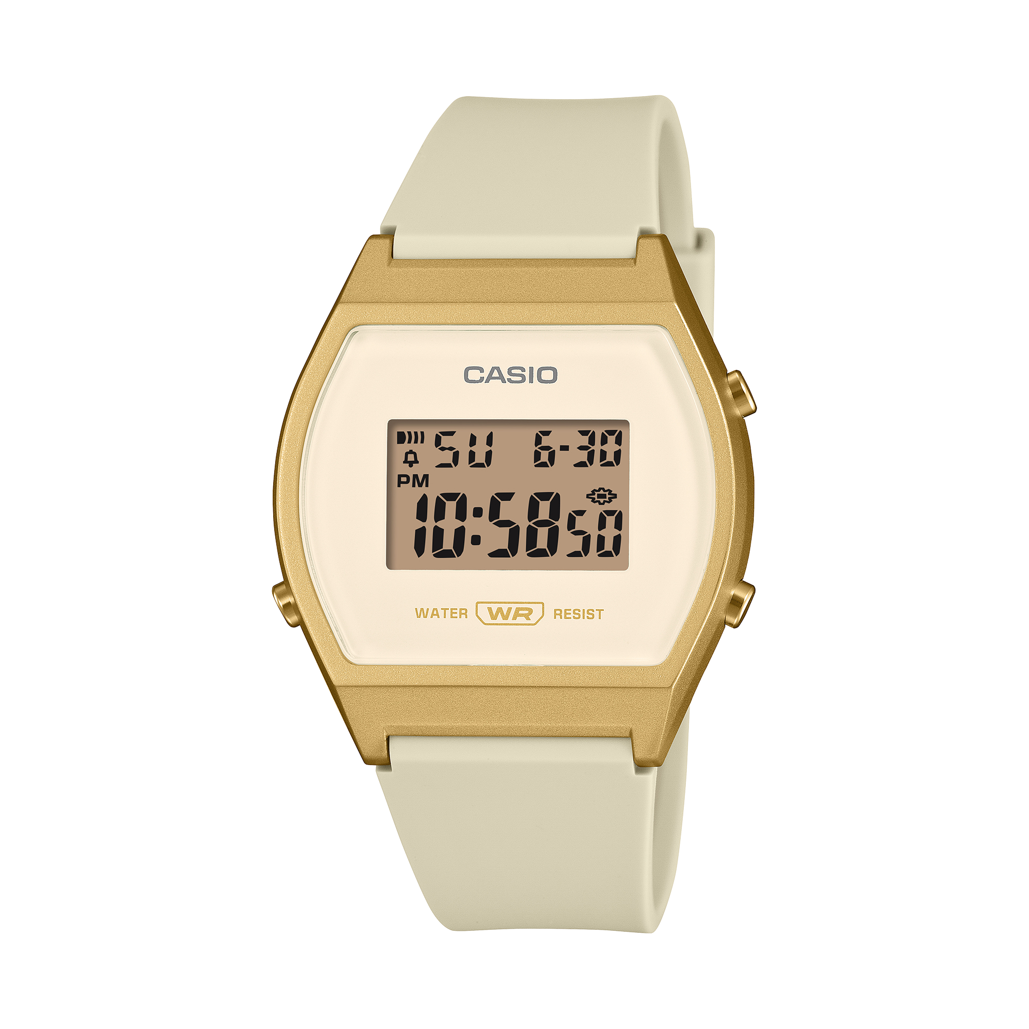 Casio LW-204-9A resin digital watch, front view