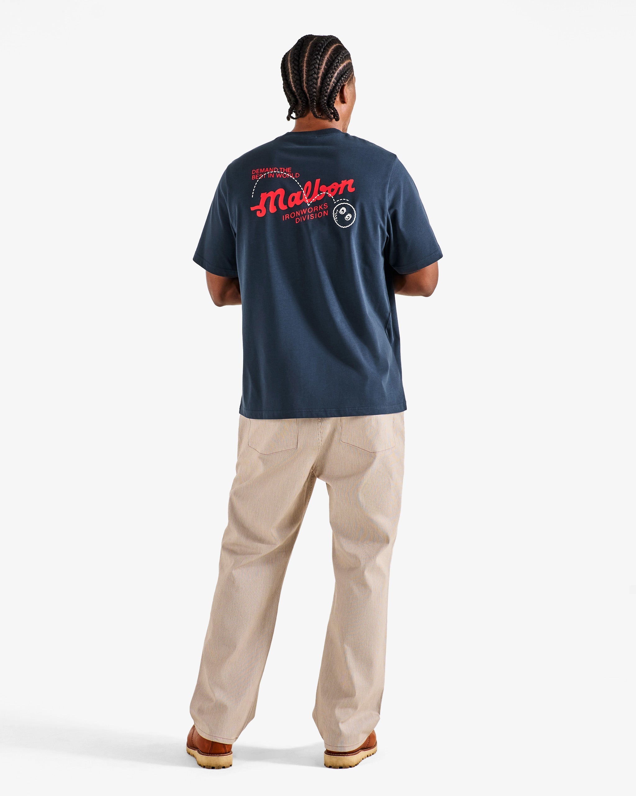 Malbon Golf Vista Demand Tee blueberry — Ironworks Division artwork detail