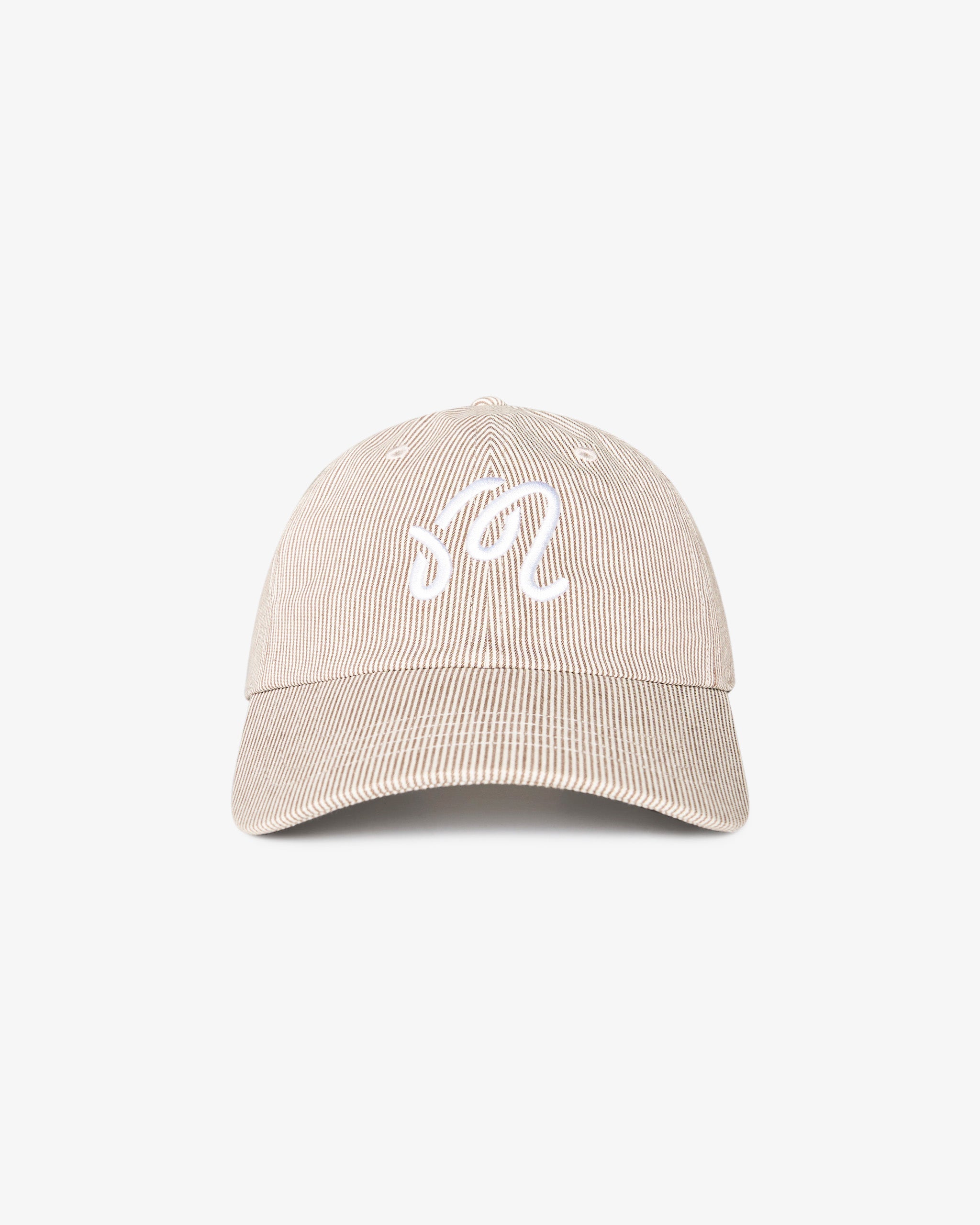 Malbon Golf Hickory Dad Hat in hickory brown stripe, front view — soft-crown golf cap, Gallery Streetwear Canada