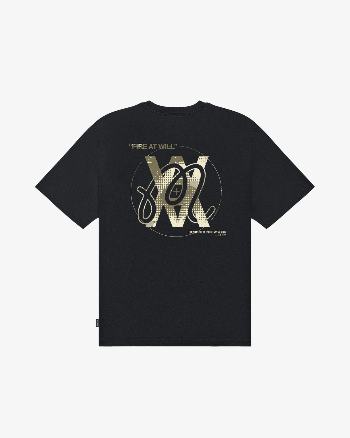 Malbon Golf x Daniel Arsham Bermuda Glyph Tee – Black — front view, black cotton tee with Arsham glyph graphic, Gallery Streetwear Canada