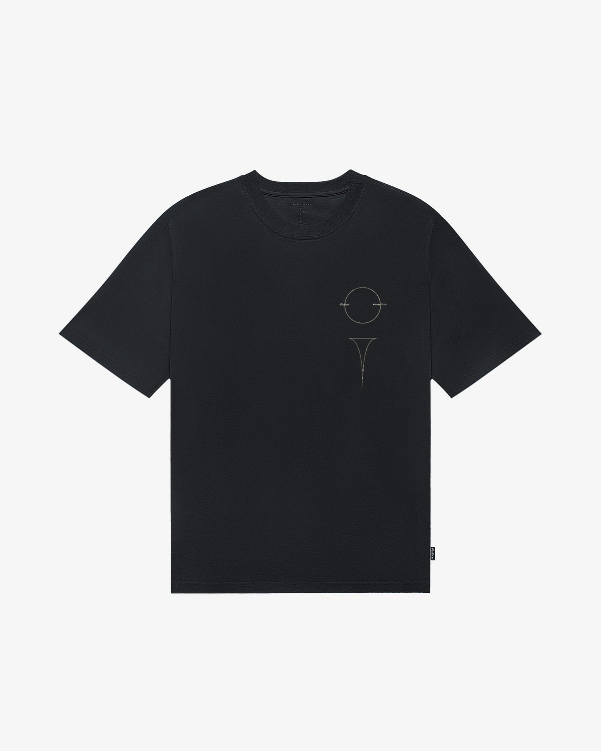 Malbon Golf x Daniel Arsham Bermuda Glyph Tee – Black — product view, black cotton tee with Arsham glyph graphic, Gallery Streetwear Canada