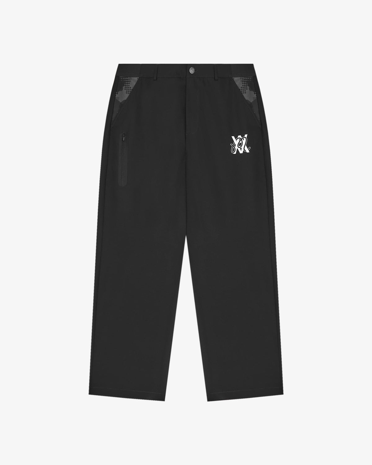 Malbon Golf x Daniel Arsham Stealth Pant – Black — front view, black golf pant, Gallery Streetwear Canada