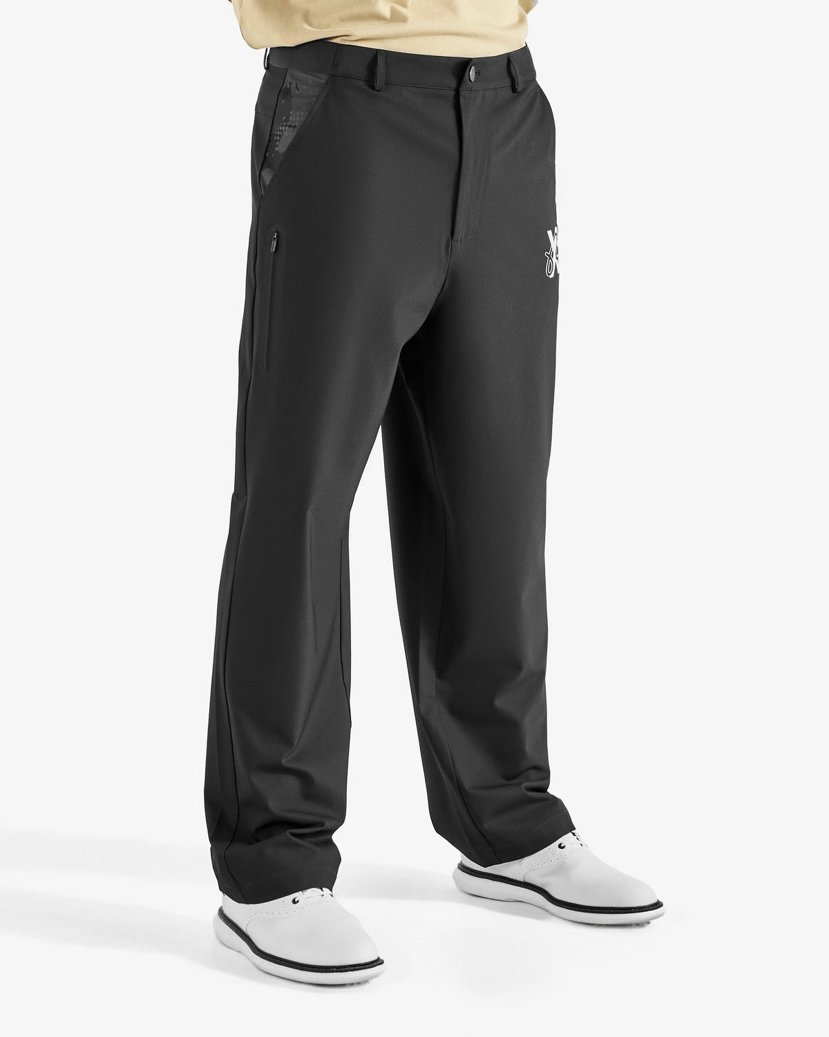 Malbon Golf x Daniel Arsham Stealth Pant – Black worn on model — black golf pant, Gallery Streetwear Canada