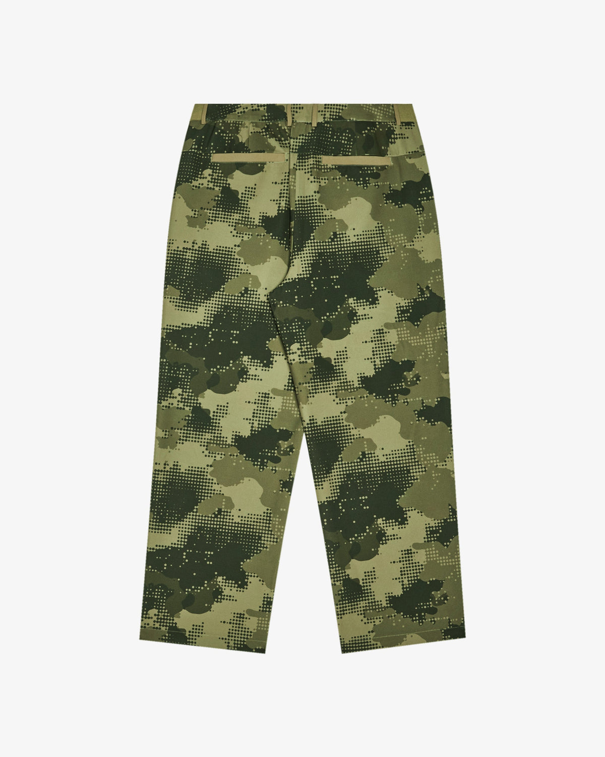 Malbon Golf x Daniel Arsham Stealth Pant – Olive Stealth Camo — product view, olive camo golf pant, Gallery Streetwear Canada
