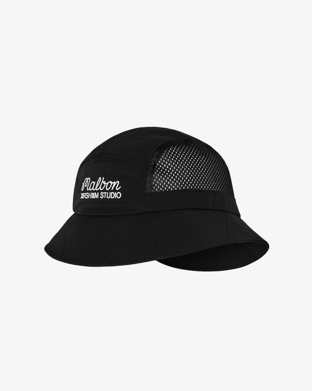 Malbon Golf x Daniel Arsham Stealth Bucket Hat – Black — product view, black bucket hat, Gallery Streetwear Canada