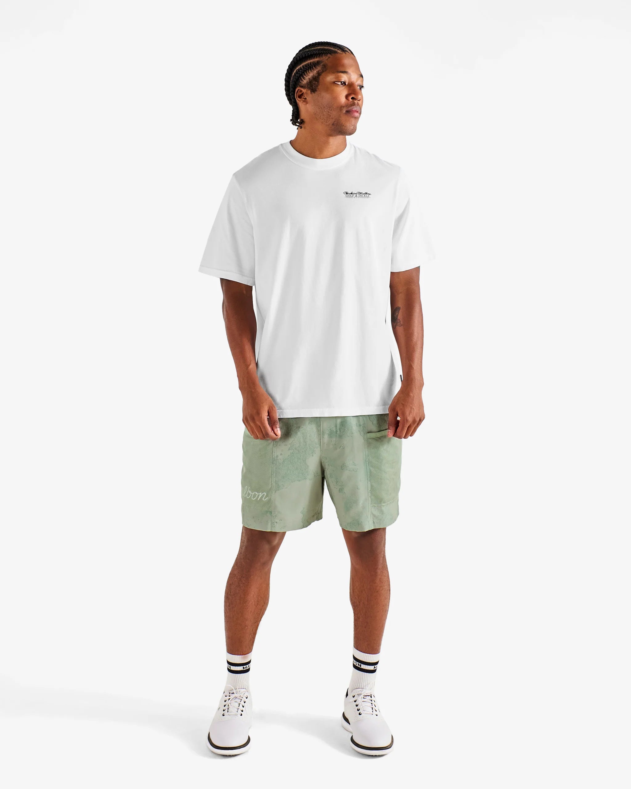 Malbon Golf Bermuda Bahiar Tee – White
