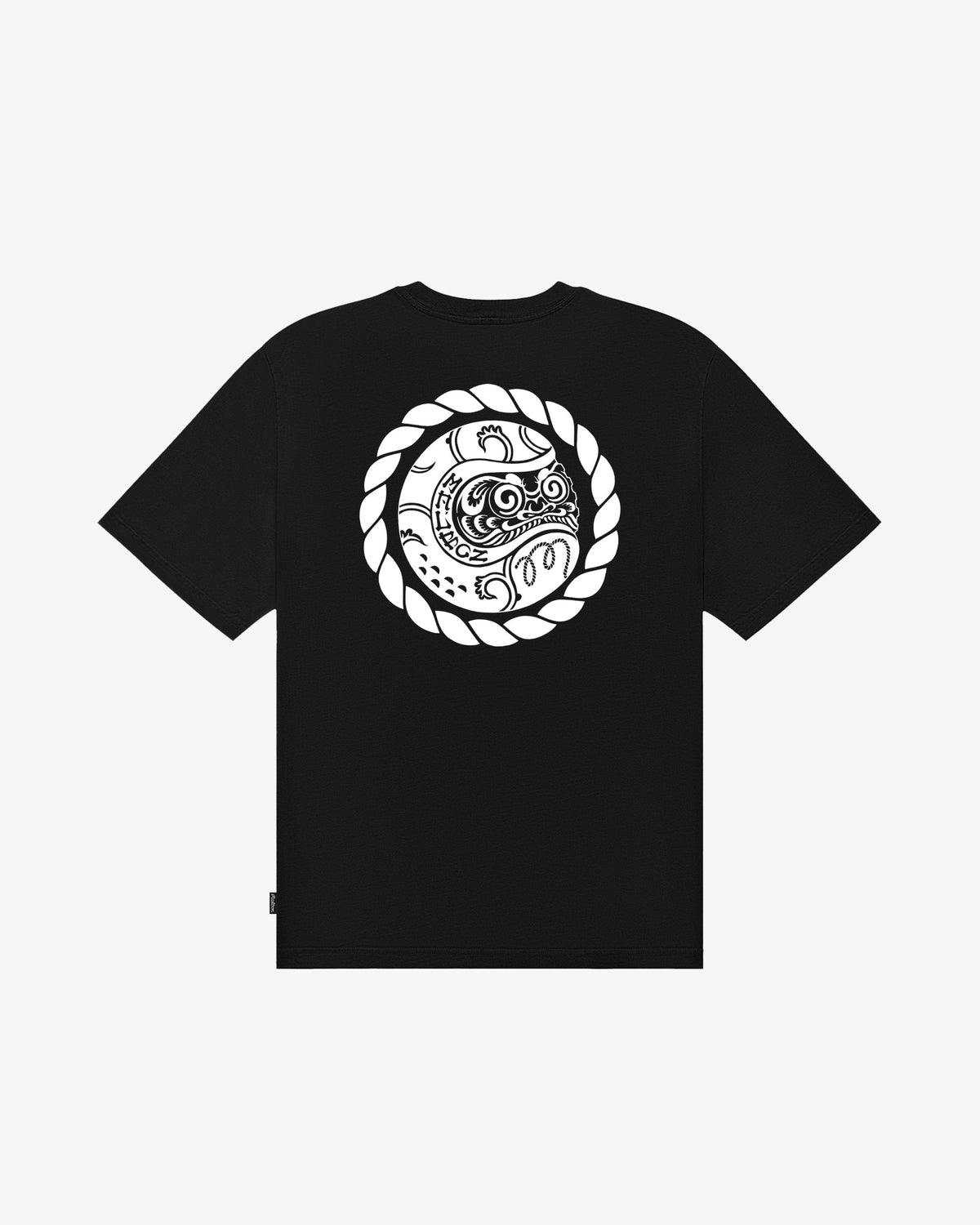 Malbon Golf Vista Insignia Tee in black, back Insignia badge