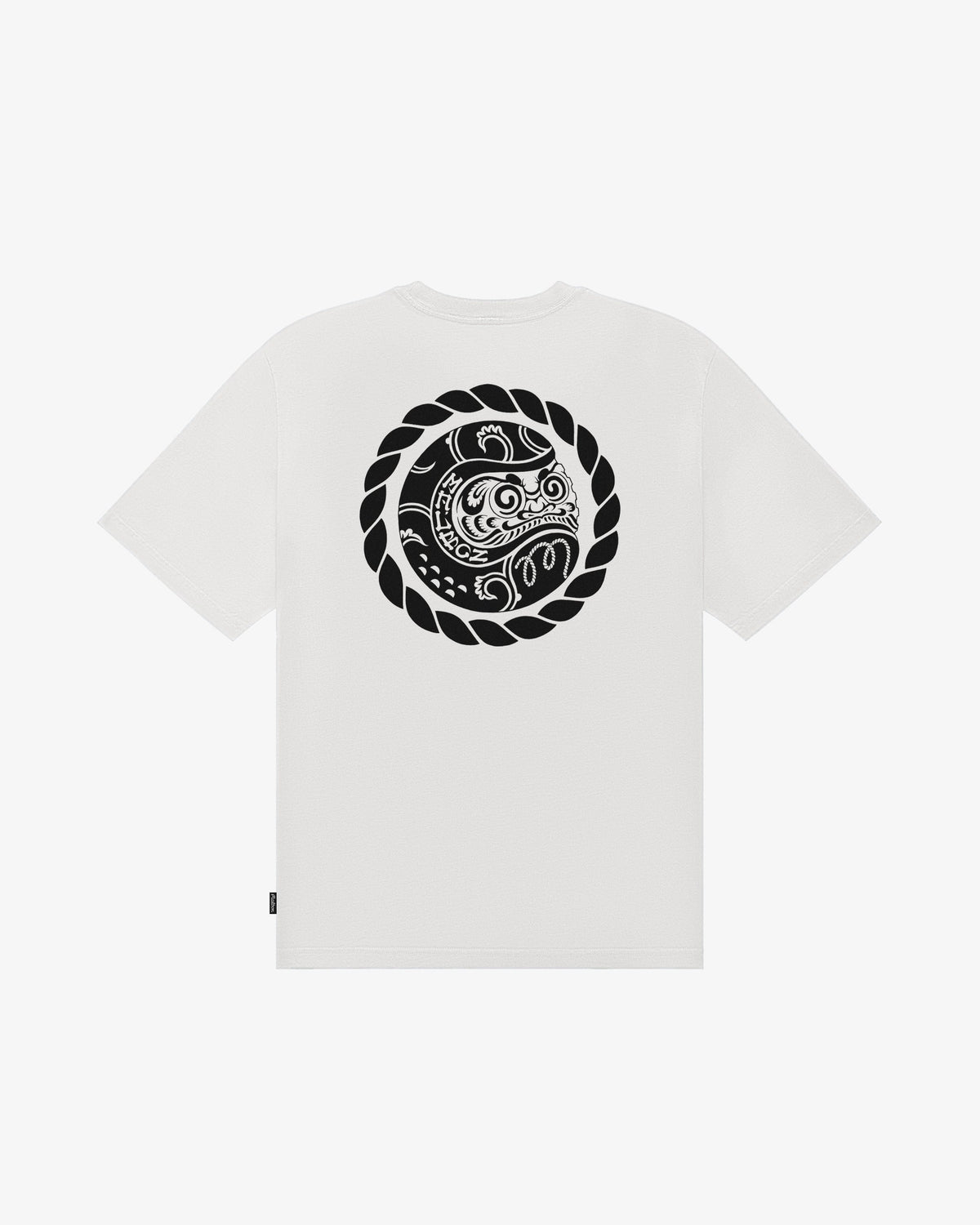 Malbon Golf Vista Insignia Tee in off white, back Insignia badge
