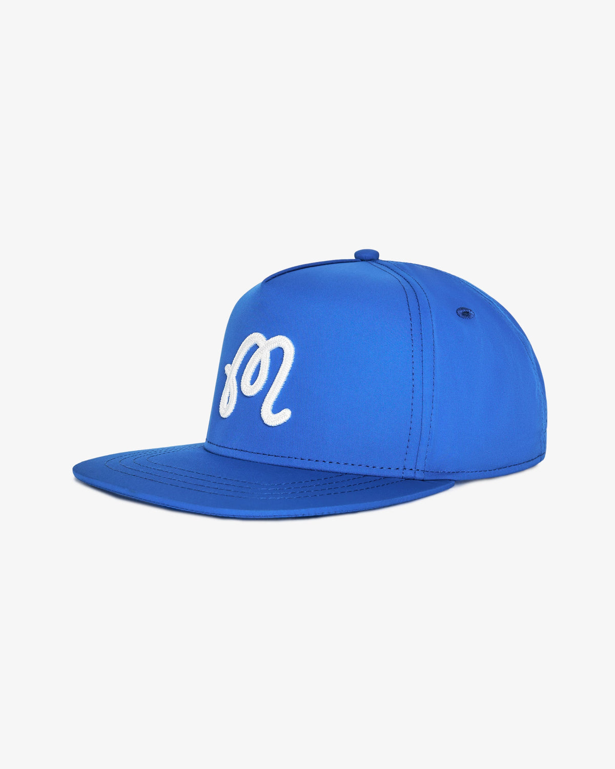 Malbon M Chain Stitch Snapback imperial blue side view