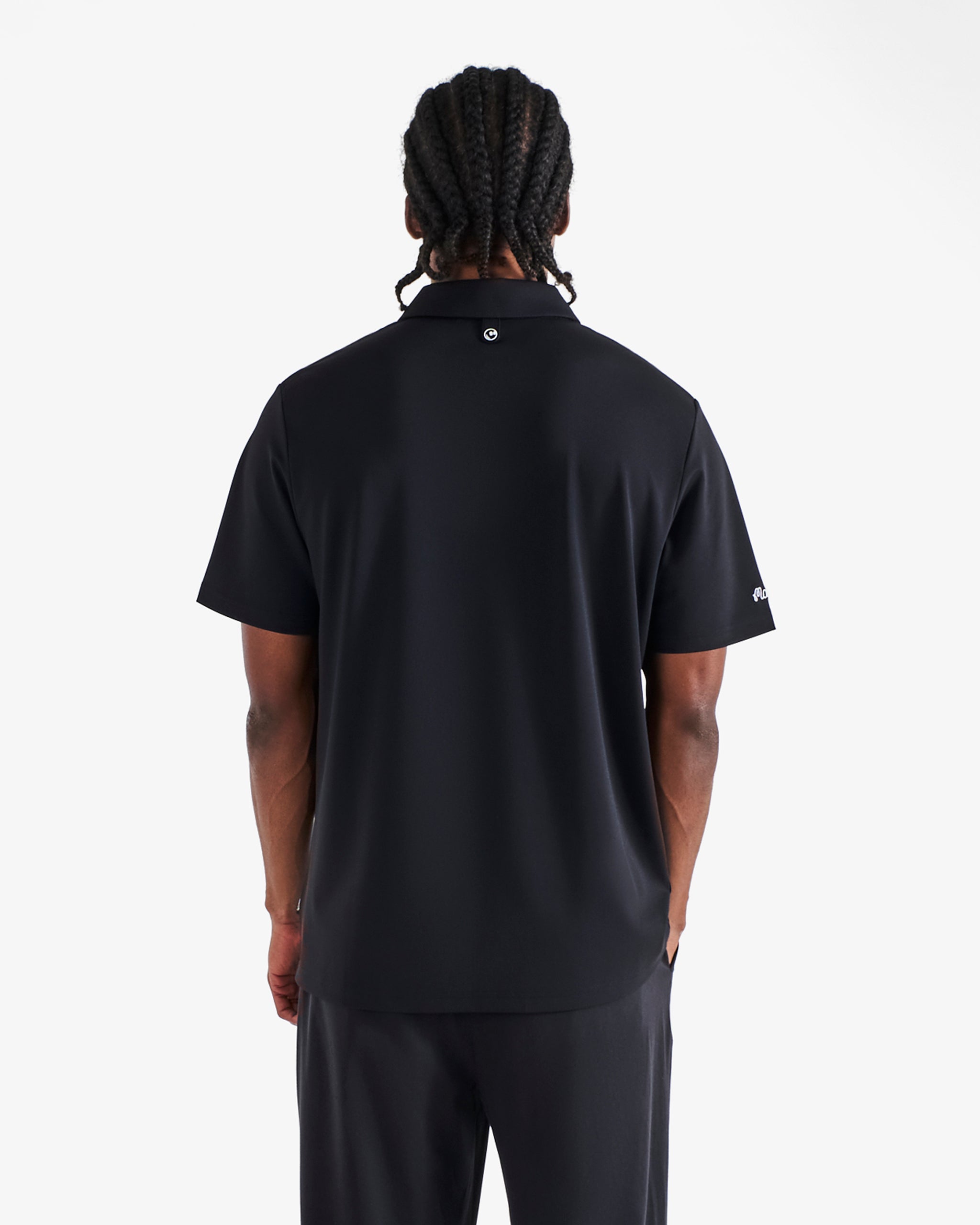 Malbon Golf Fairway Baldwin Polo black – collar and placket detail