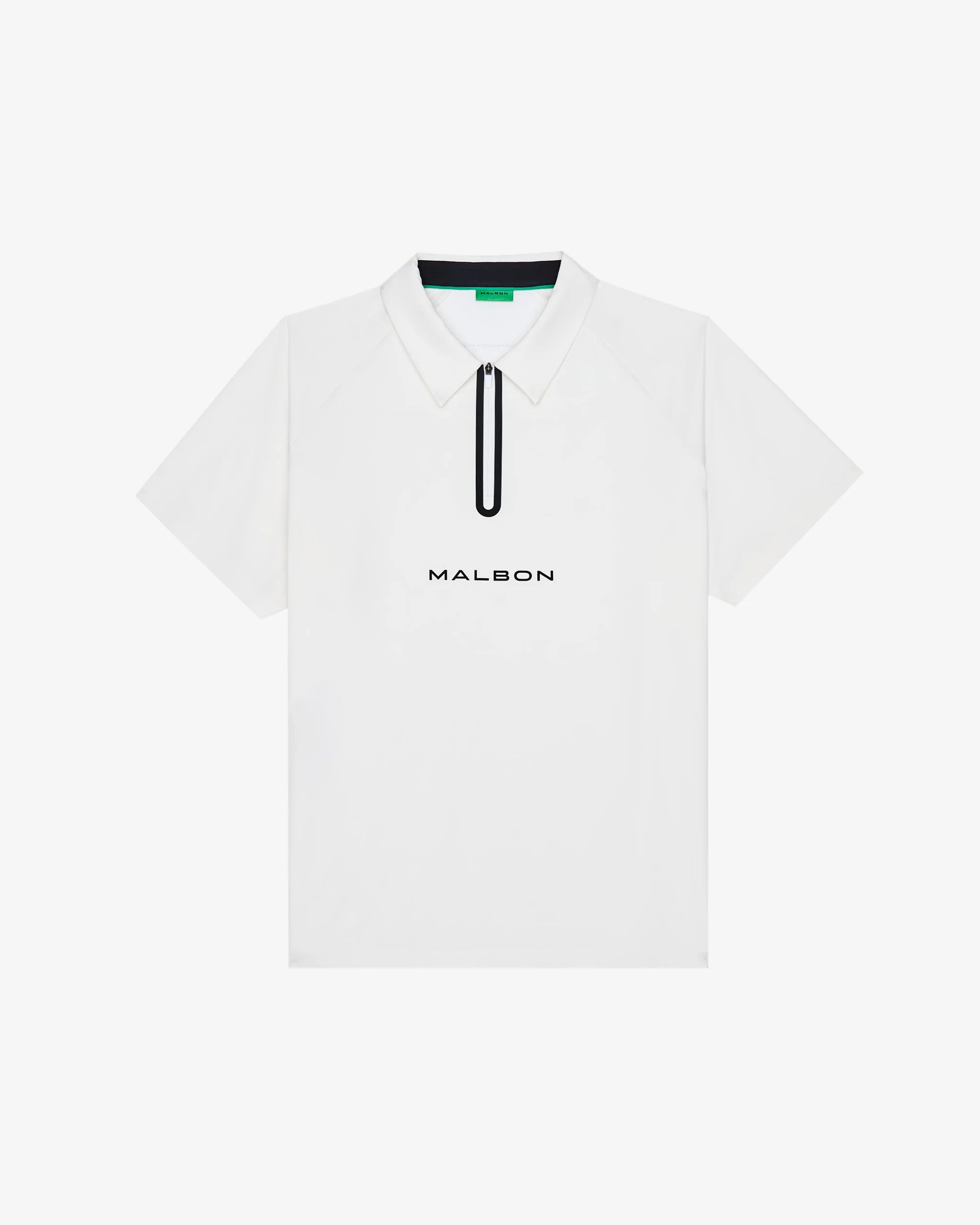 Malbon Golf Performance Zip Raglan Polo White