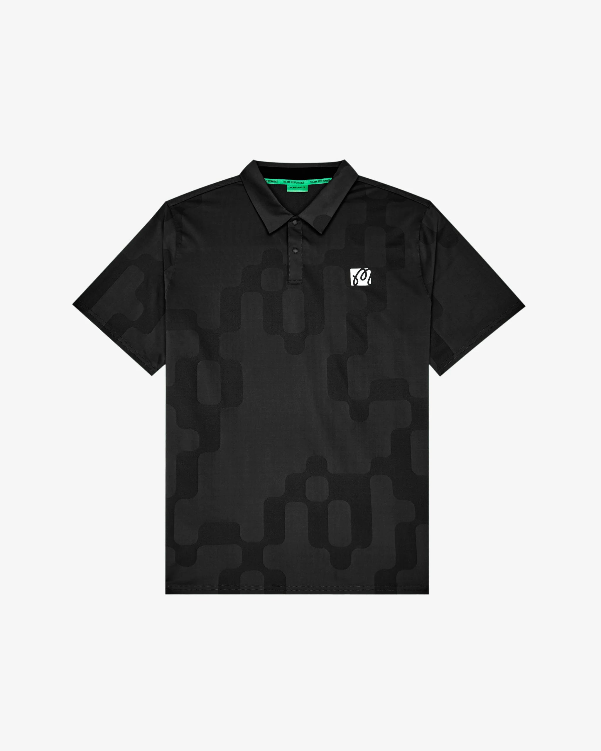 Malbon Golf Performance Mesh Paneled Polo Black