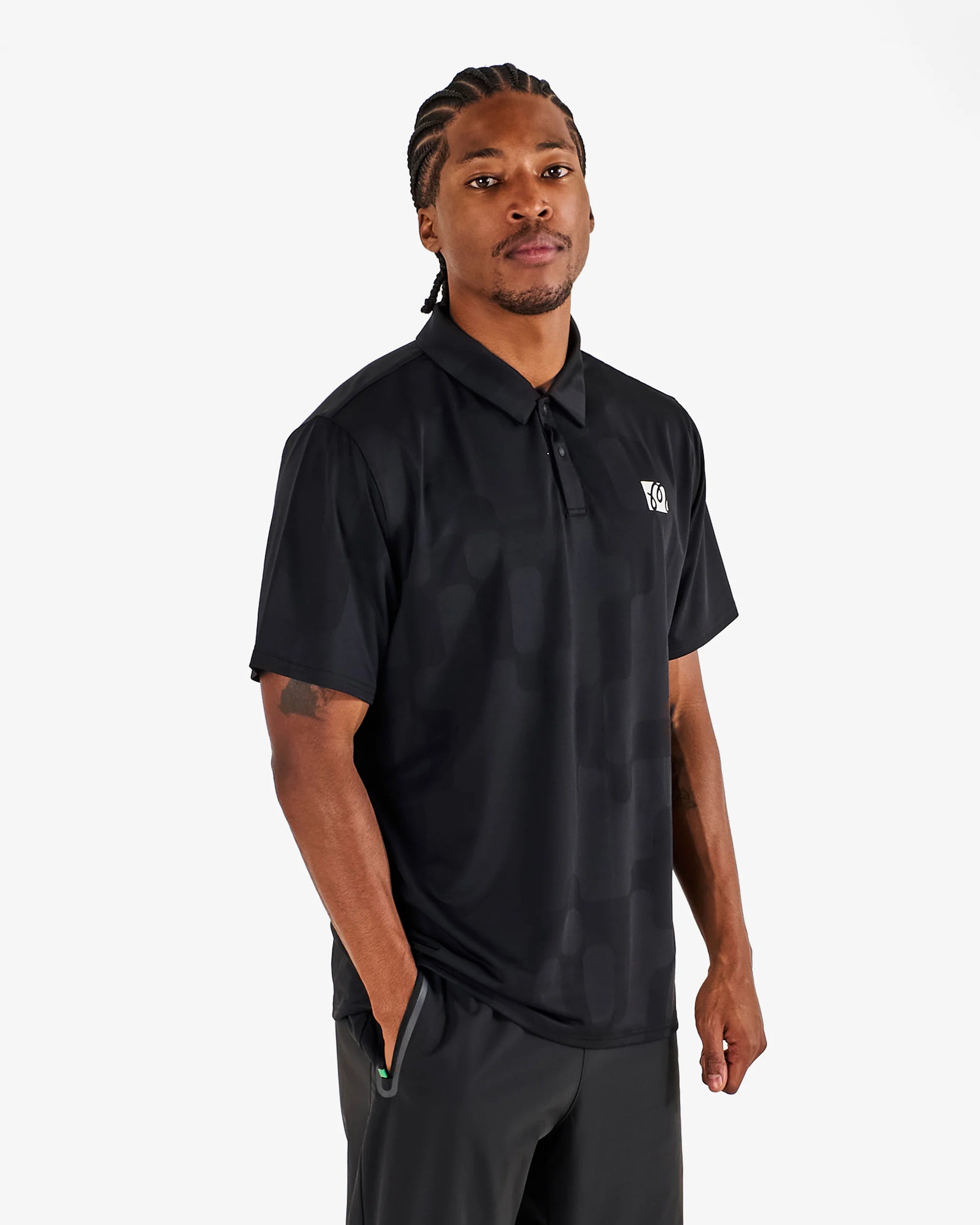 Malbon Golf Performance Mesh Paneled Polo Black