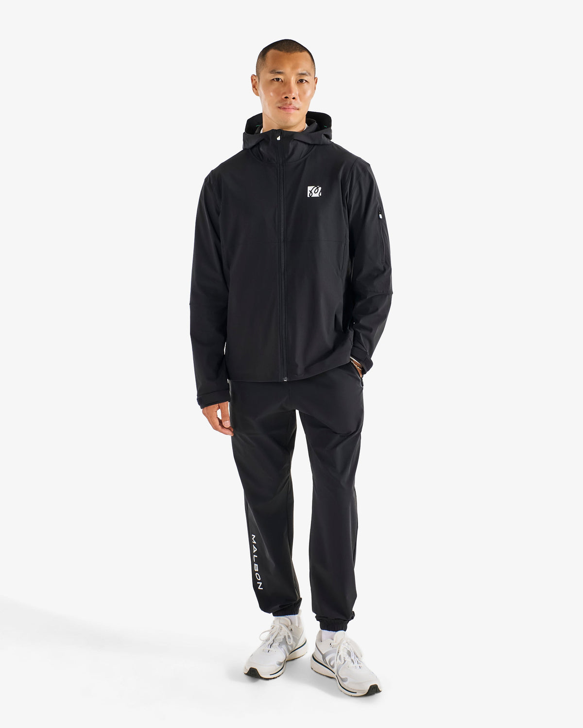 Malbon Golf Performance Shell Jacket black, full zip with hood