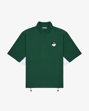 Malbon Golf Pine Windshirt in forest, front view