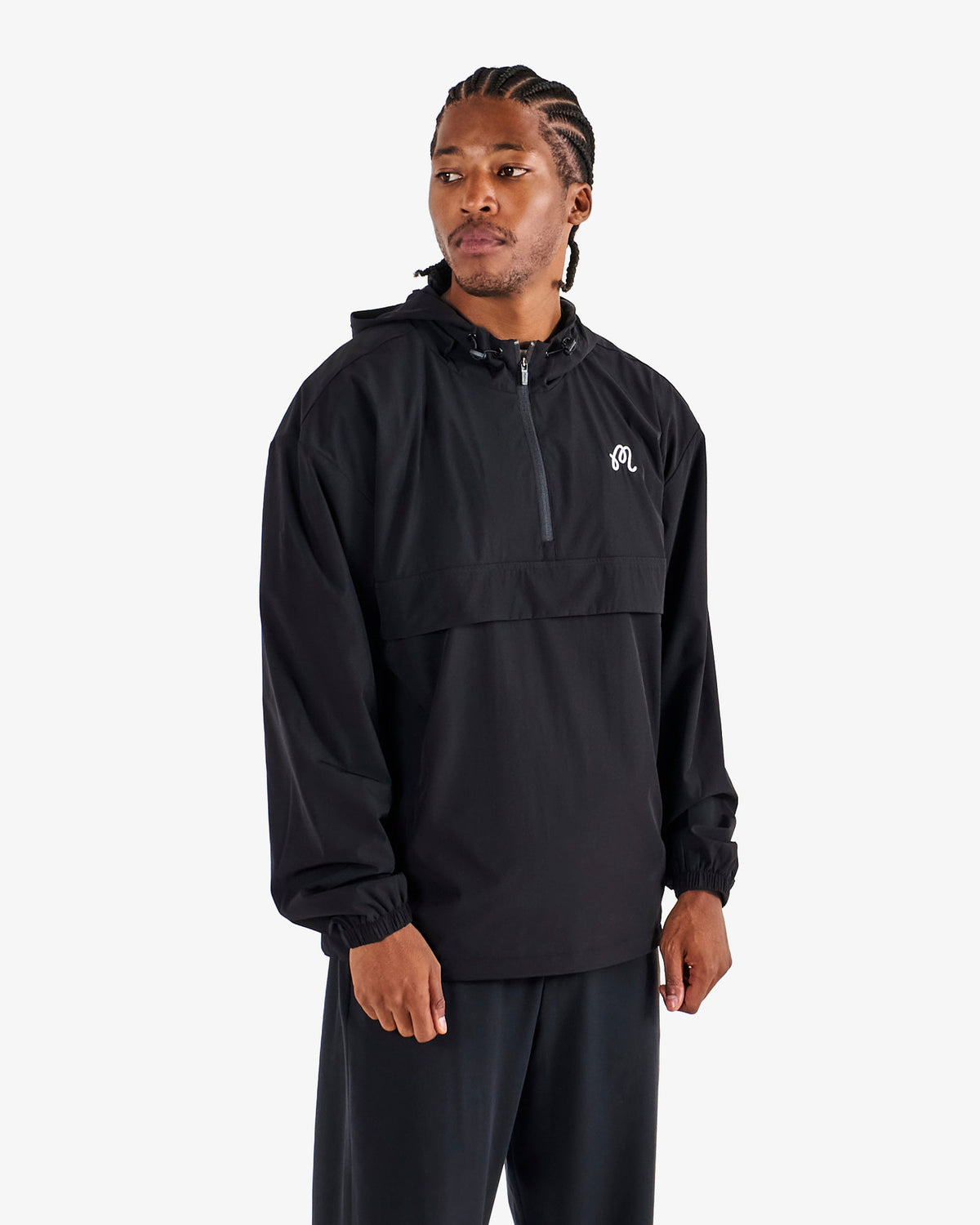 Malbon Golf Ridge Anorak black, half-zip and collar detail