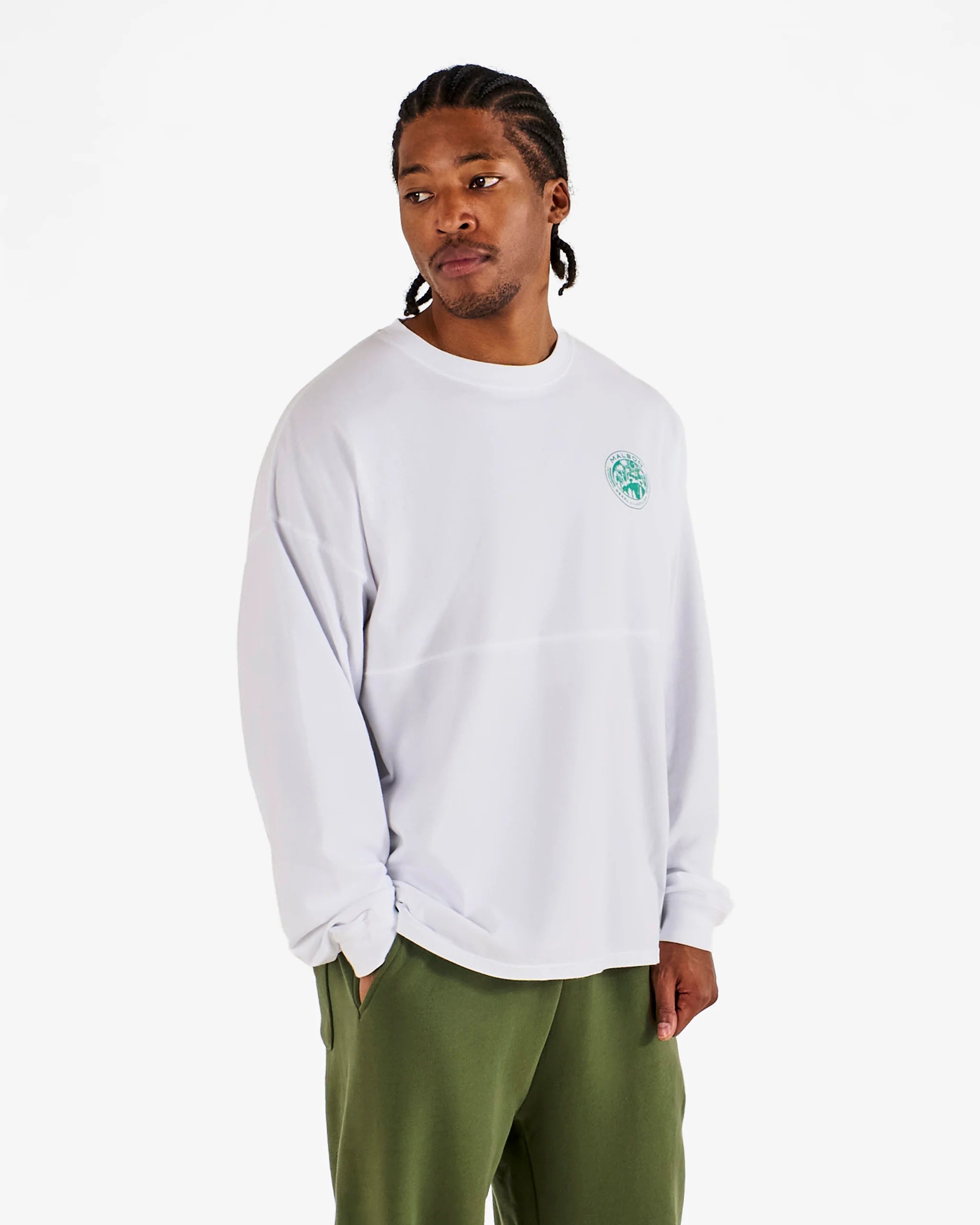 Malbon Golf Horizon L/S Tee White