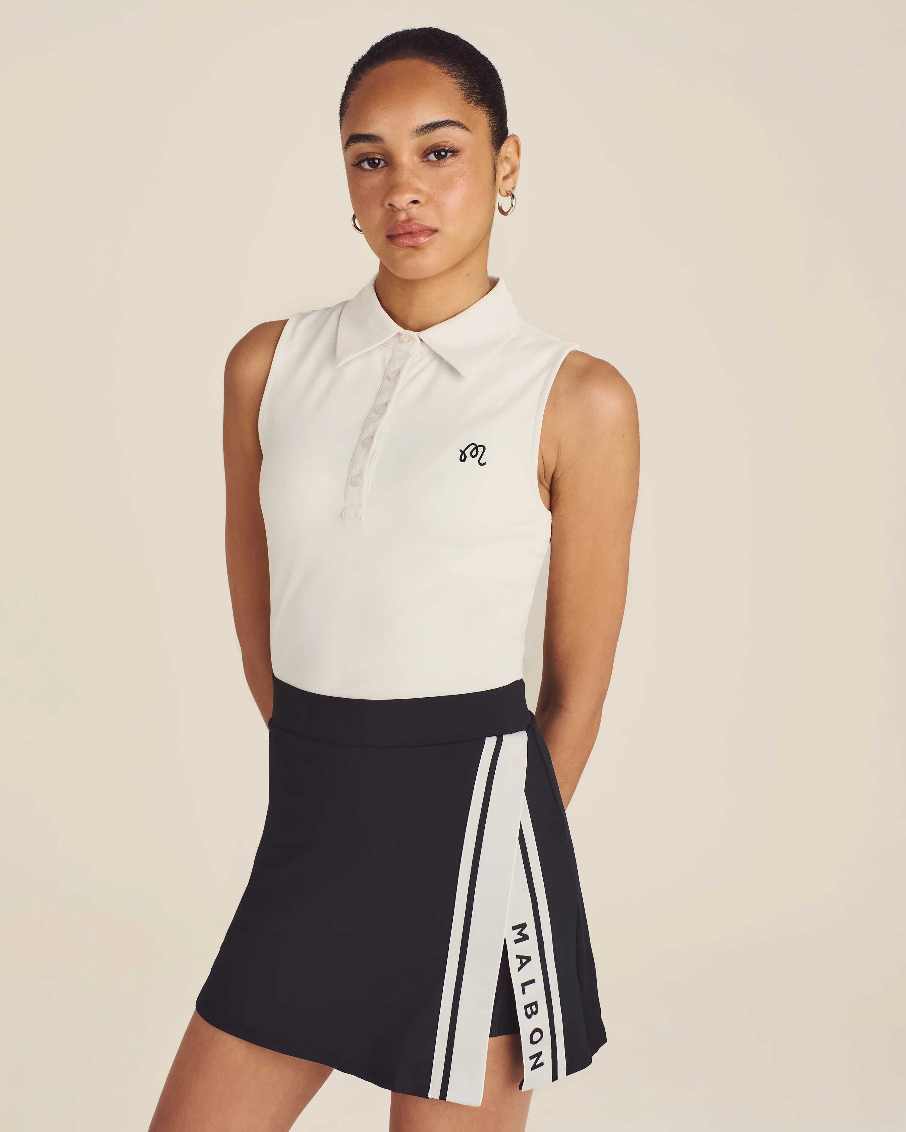Malbon Golf Claudia Sleeveless Polo White