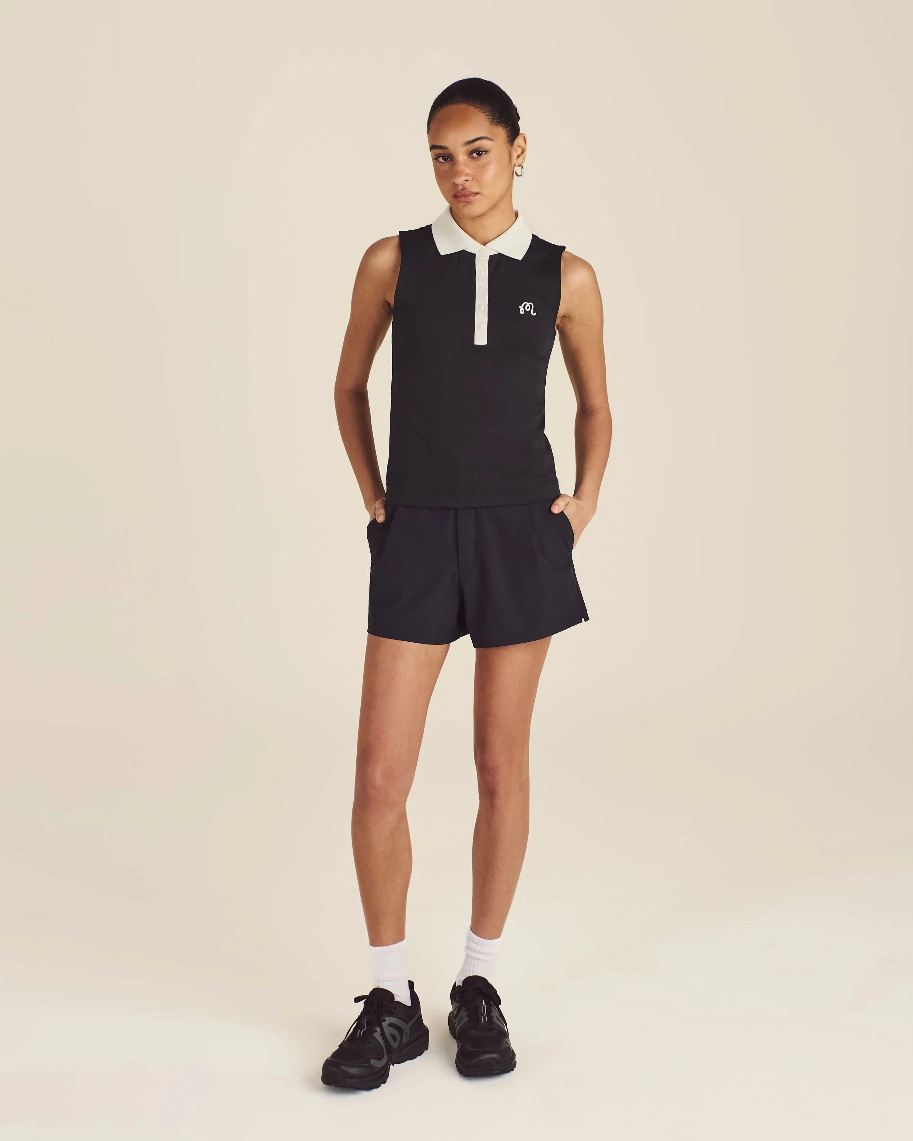 Malbon Claudia Sleeveless Polo Black — detail