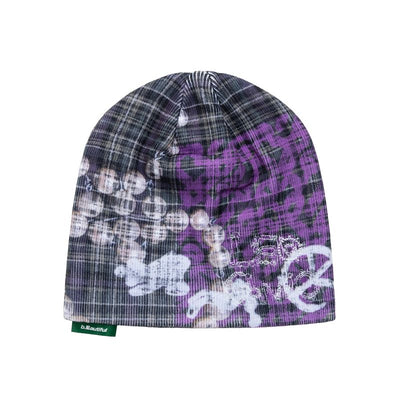 b.Eautiful Leo Gon'do Plaid Beanie – Grey