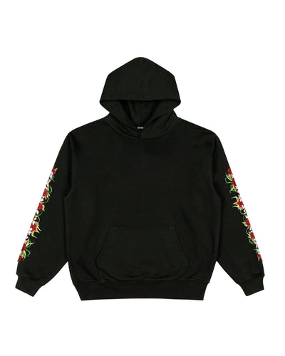 Born X Raised Embroidered Roses Hoodie Black