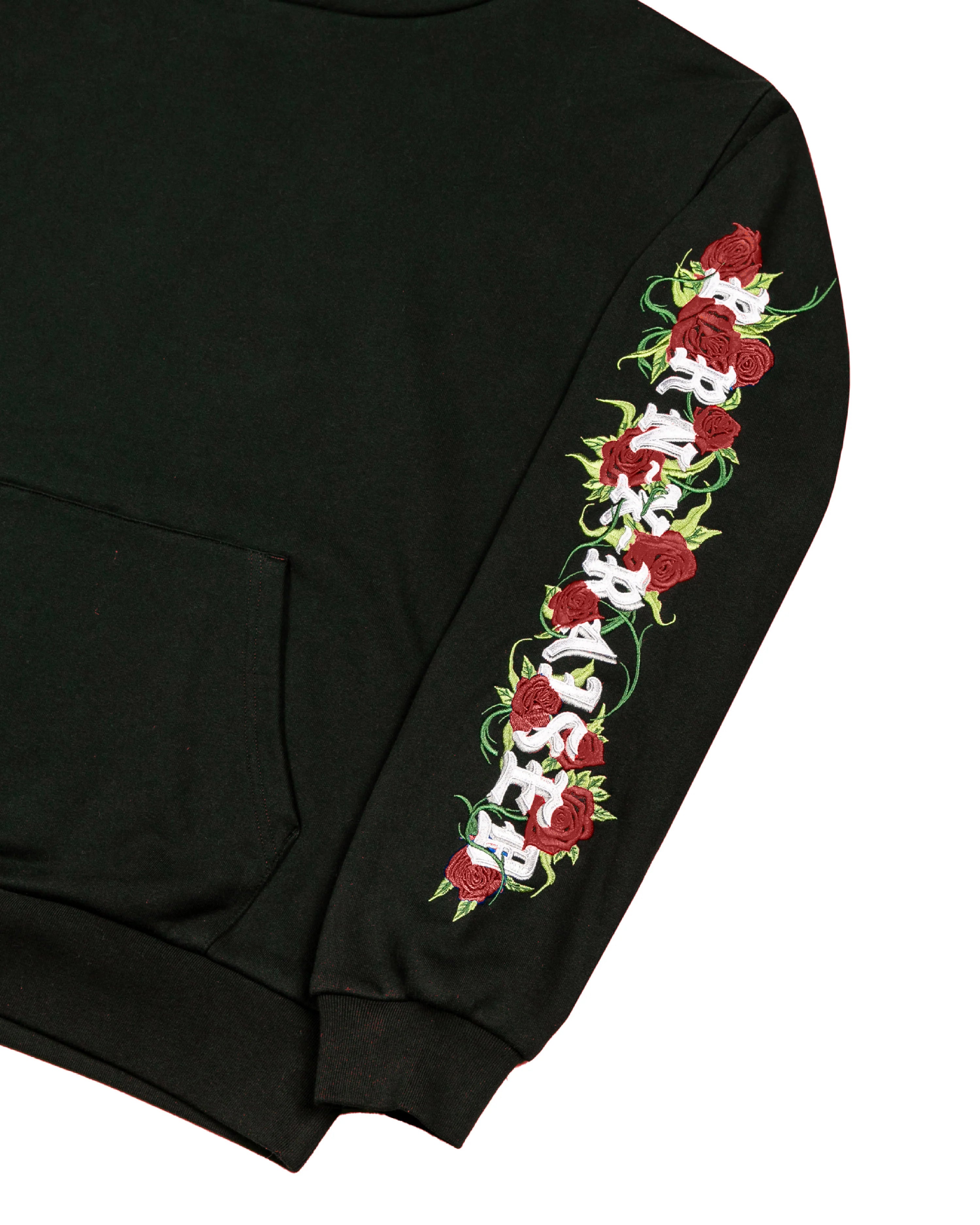 Born X Raised Embroidered Roses Hoodie Black