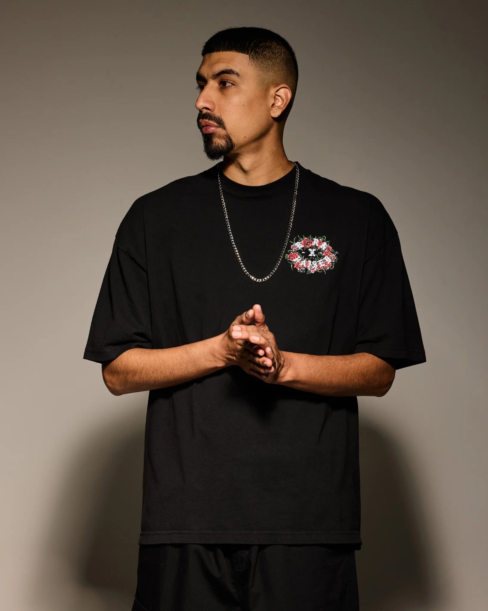 Born X Raised Roses Rocker Tee - Black