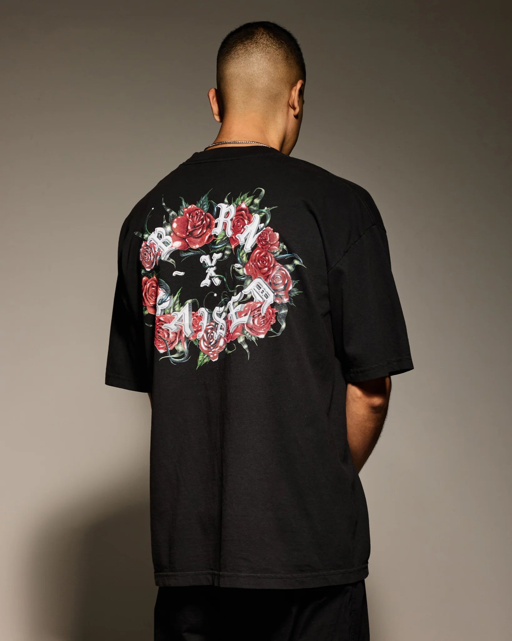 Born X Raised Roses Rocker Tee - Black