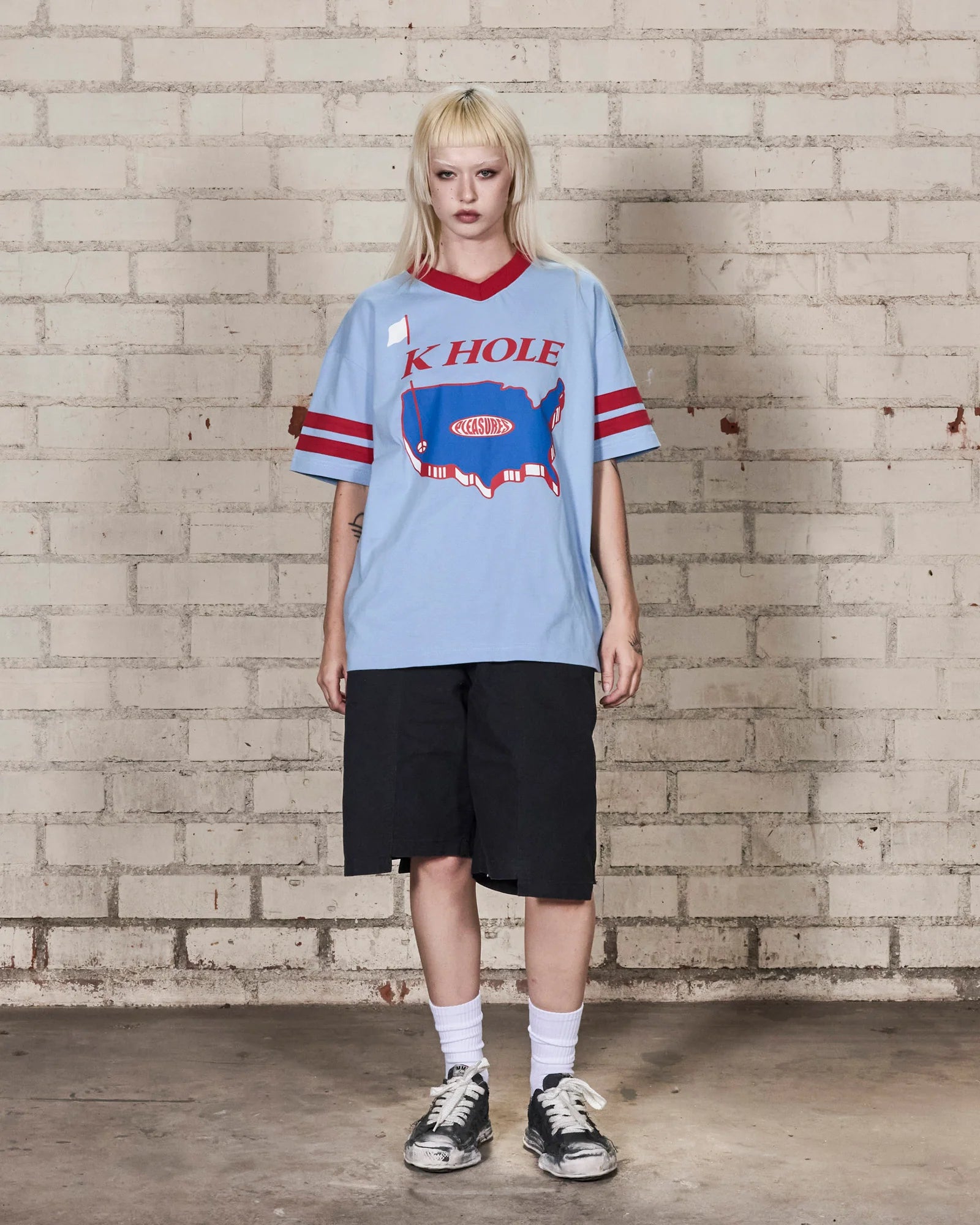 Pleasures Hole V-Neck Jersey Blue
