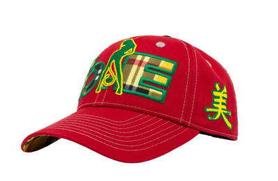 b.Eautiful x Sara Yukiko b.E Hat – Dark Red / Yellow Tartan