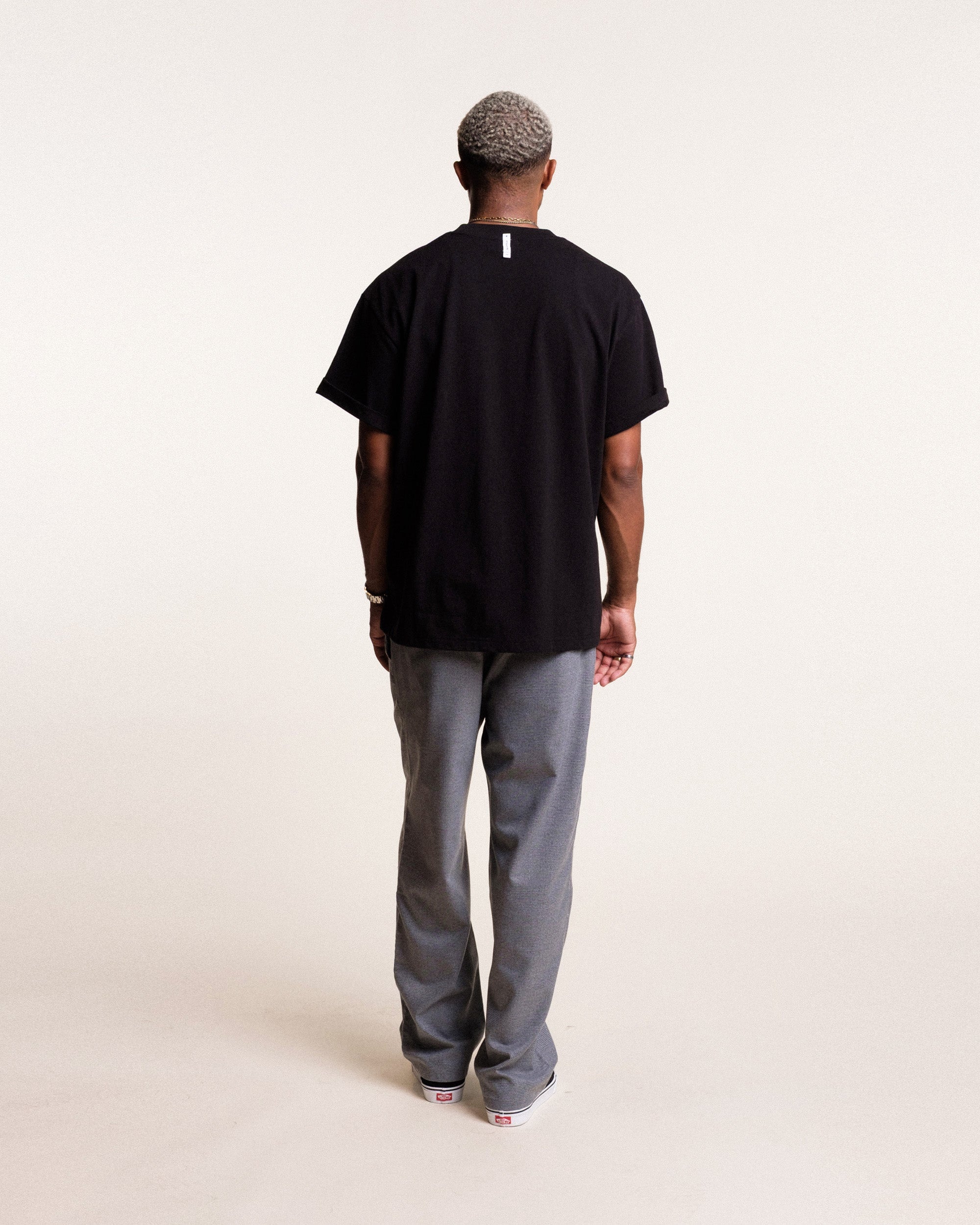 Students Golf Chippy black heavyweight cotton golf t-shirt on model