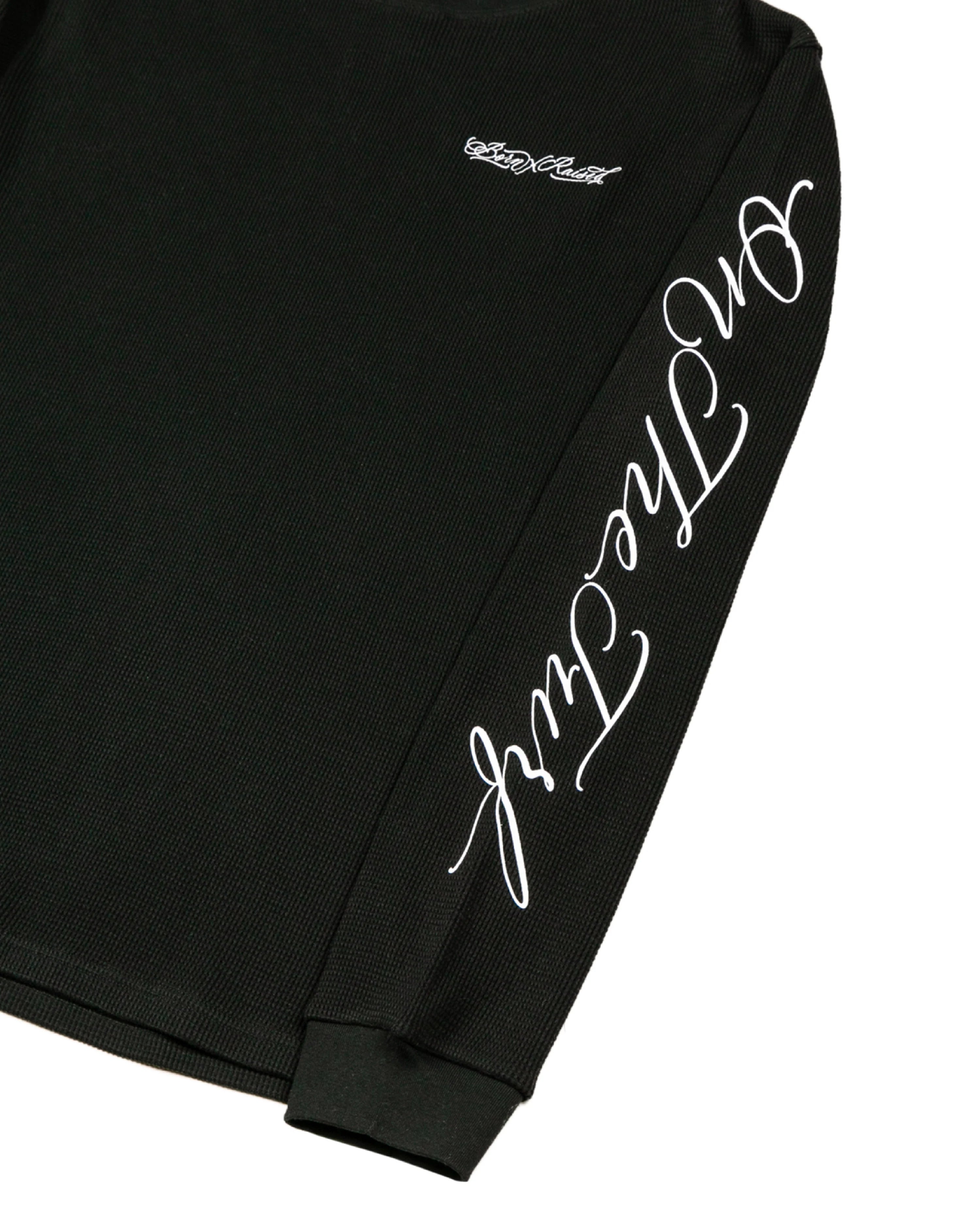 Born X Raised Fine Line Thermal Shirt - Black