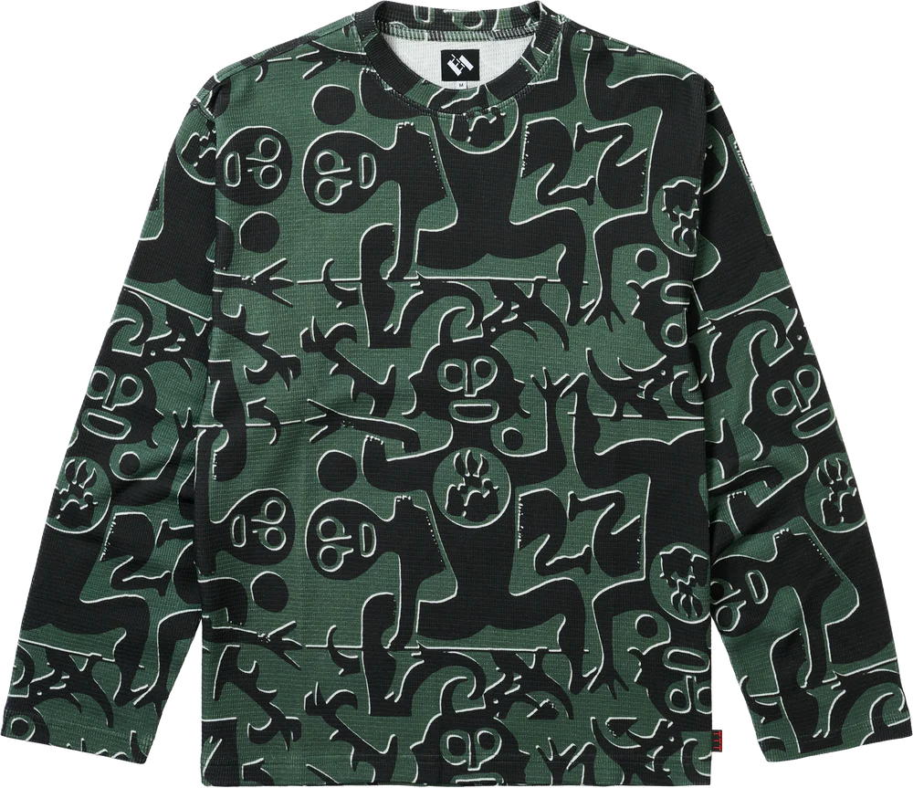The Trilogy Tapes Entity Waffle Longsleeve Green Black