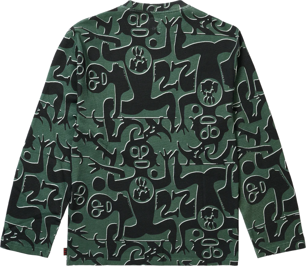The Trilogy Tapes Entity Waffle Longsleeve Green Black