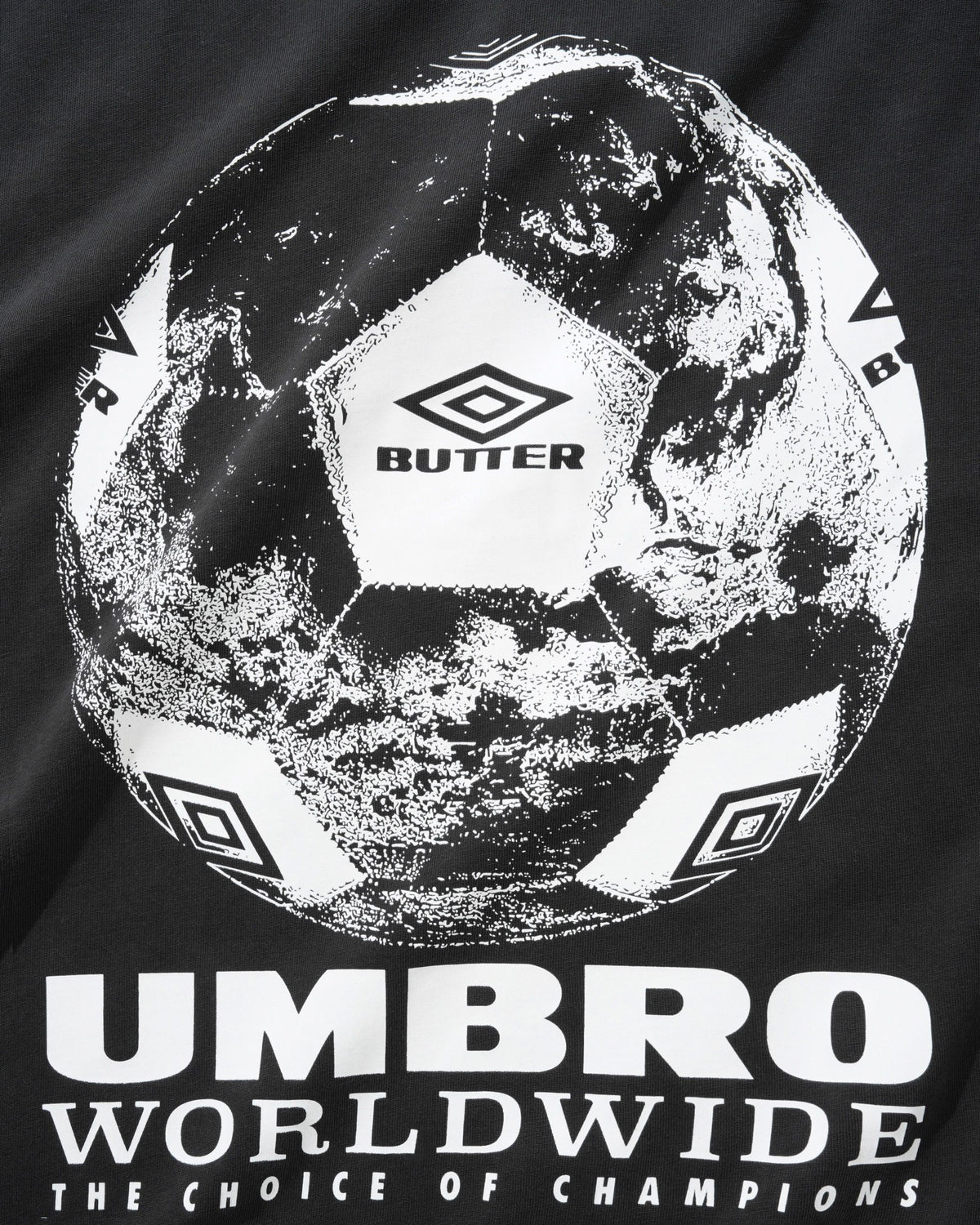 Butter Goods x Umbro World Game Tee Washed Black — product shot