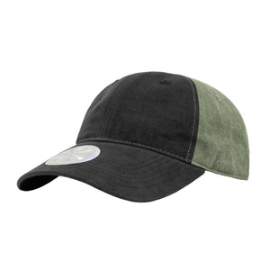 b.Eautiful Empty Low Profile Hat in washed black and washed moss, front — Gallery Streetwear Canada