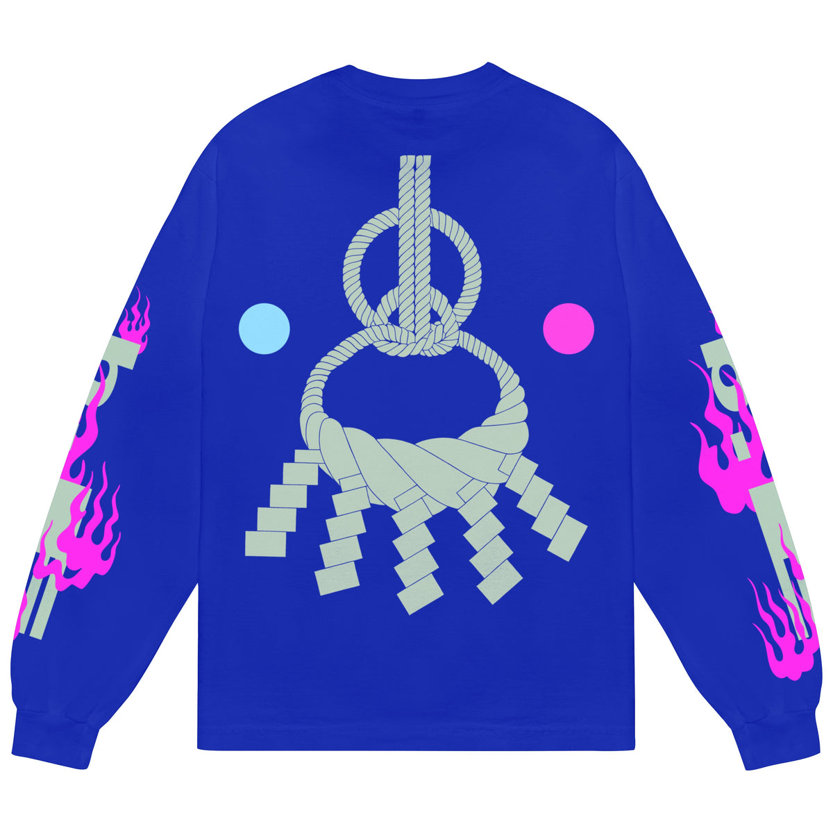 b.Eautiful Nagano long sleeve shirt in cobalt blue, back graphic