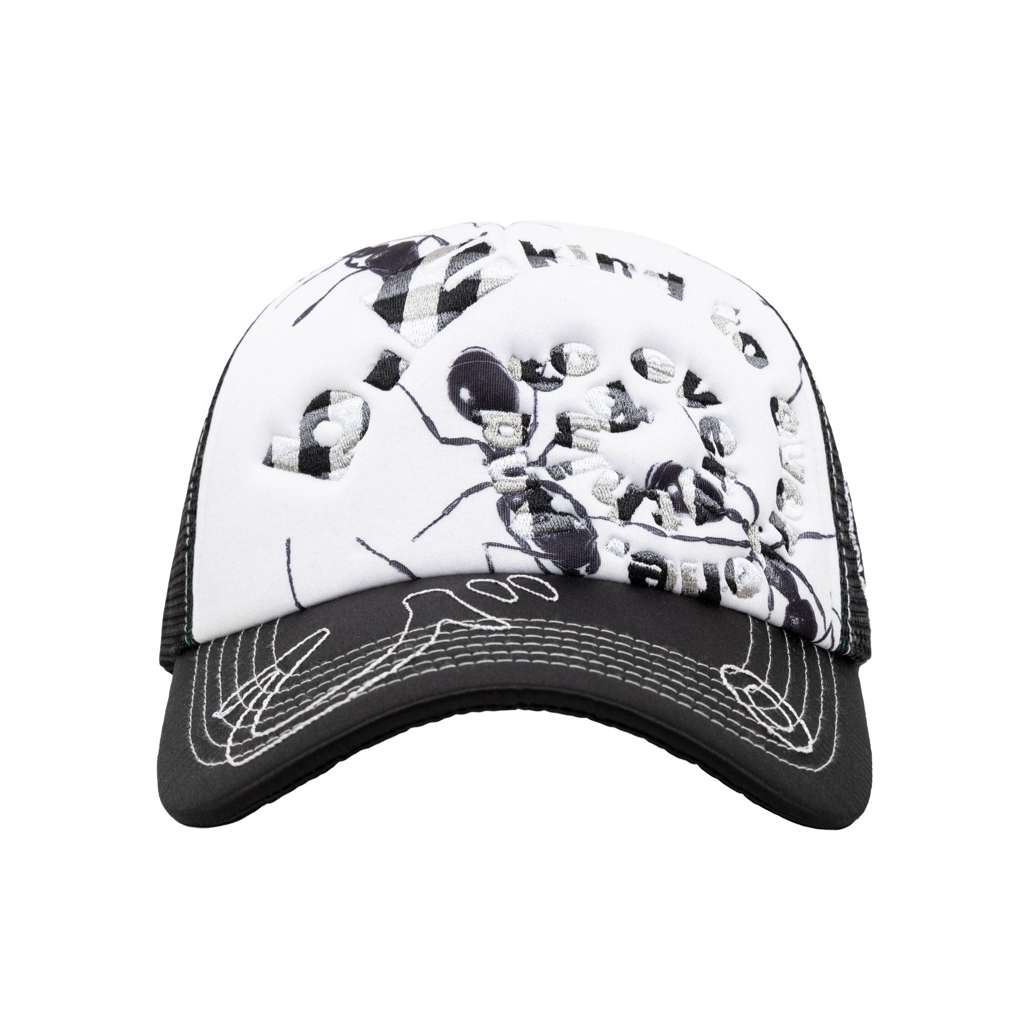 b.Eautiful Bi Foam Trucker Hat black satin ants, side profile