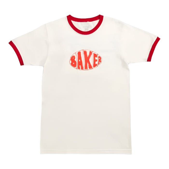 Baker Sprayed Oval Ringer Tee – White / Red - Gallery Streetwear