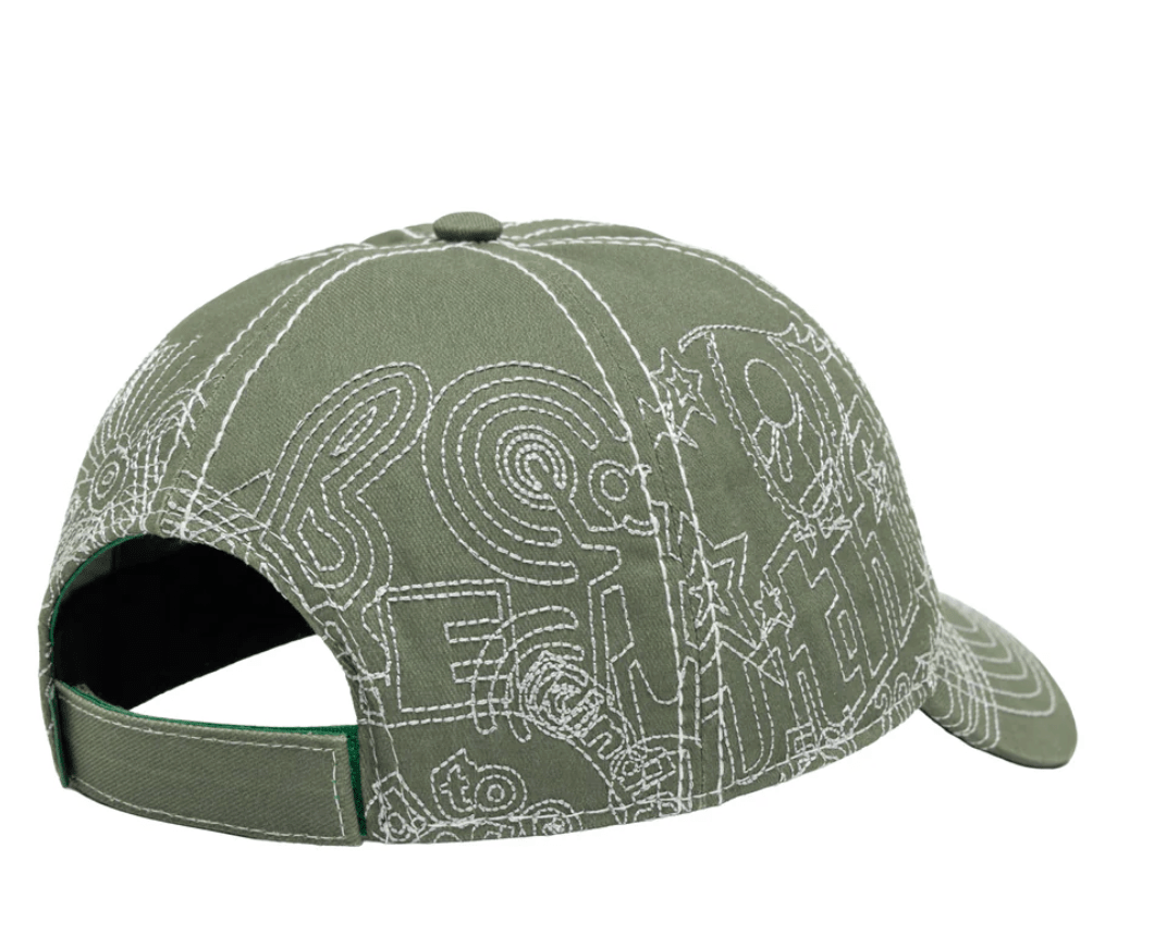 b.Eautiful Stitch Mania 6 Panel Hat - Off - Moss / Silver - Gallery Streetwear