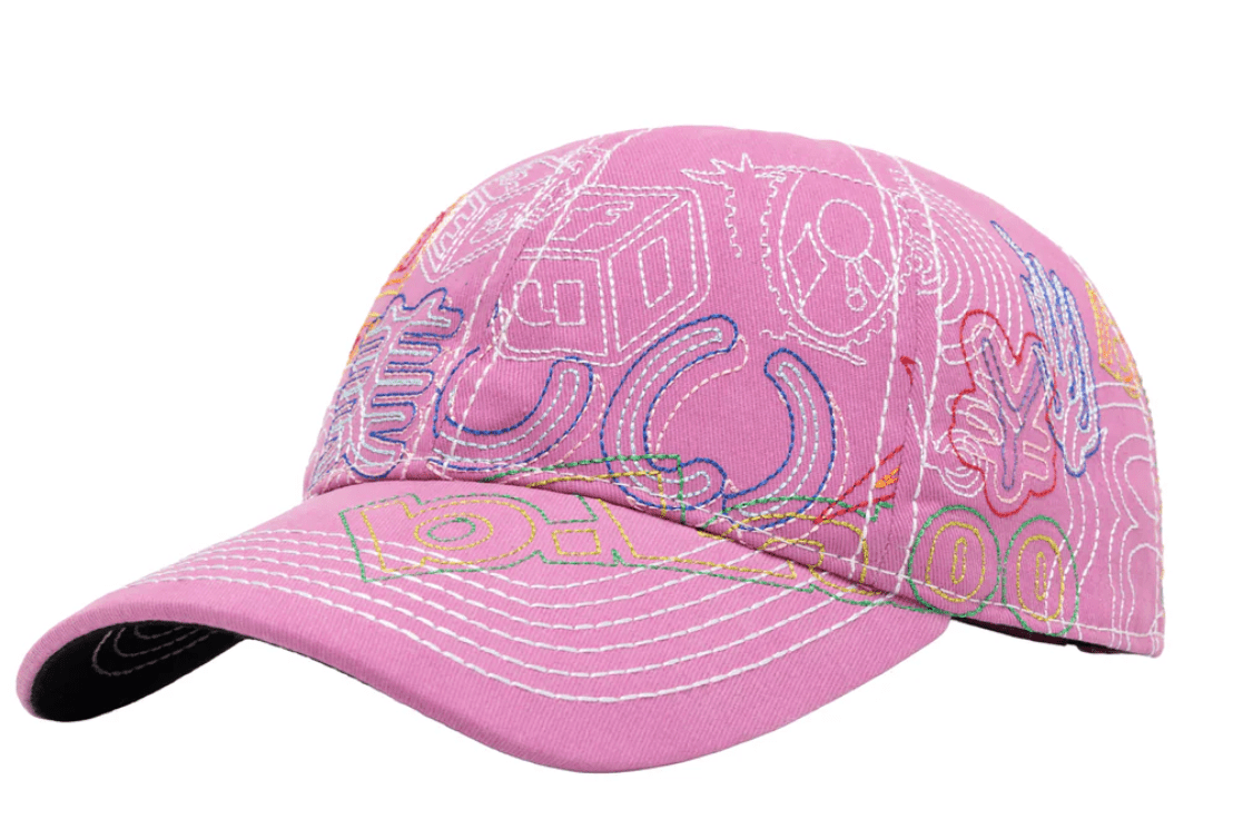 b.Eautiful Stitch Mania 6 Panel Hat - Off - Pink - Gallery Streetwear