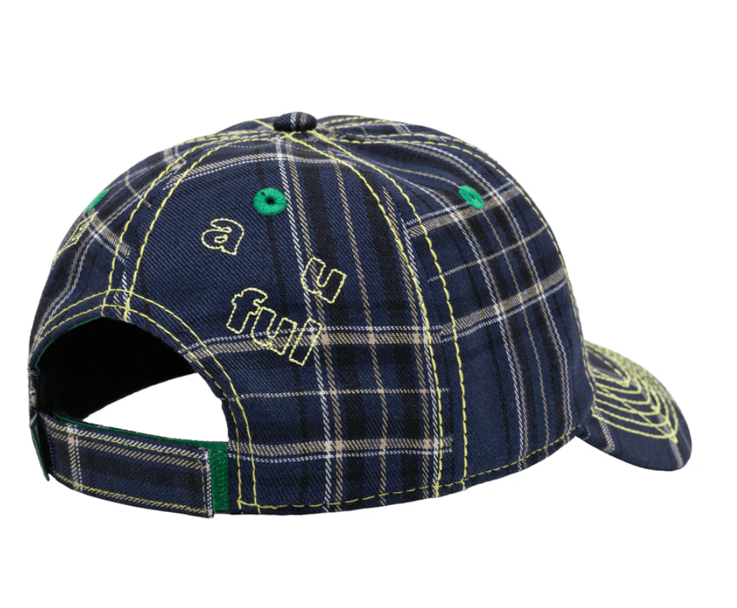 b.Eautiful Vapor 6 Panel Hat - Navy Plaid / Highlighter - Gallery Streetwear
