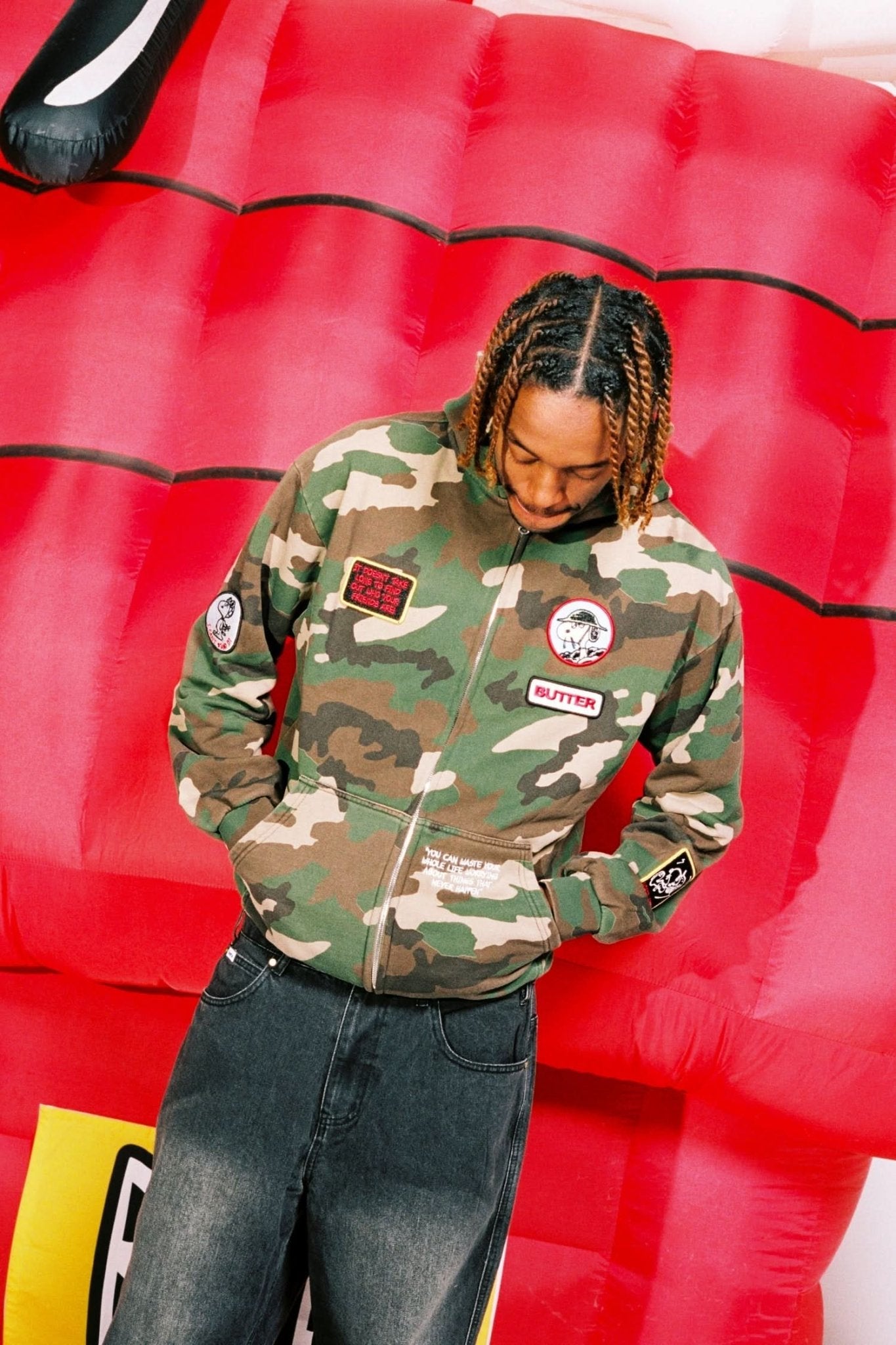 Butter Goods Patches Zip - Thru Hoodie - Camo - Gallery Streetwear