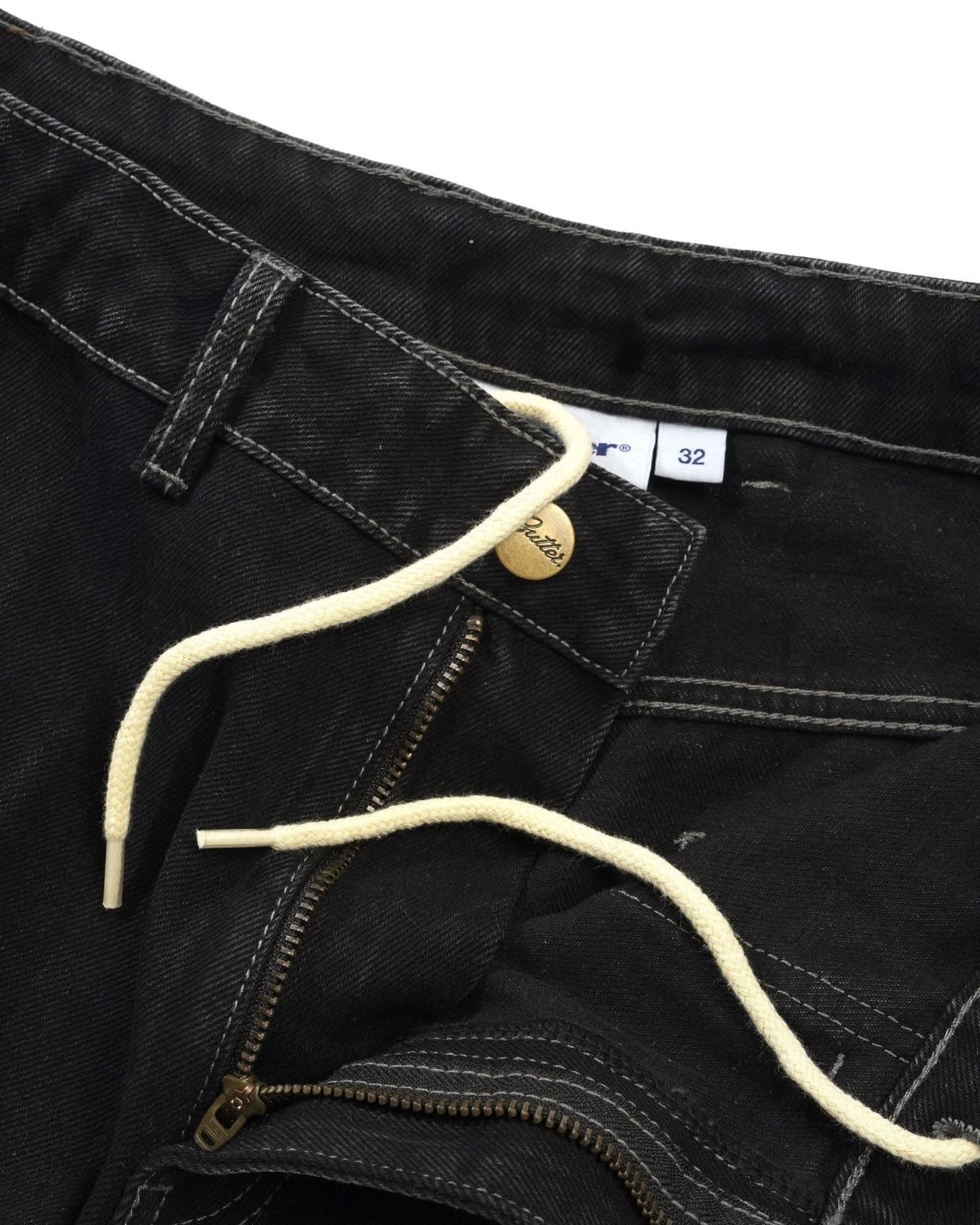 Butter Goods | Scribble Denim Shorts – Washed Black Baggy Fit Skate Shorts - Gallery Streetwear