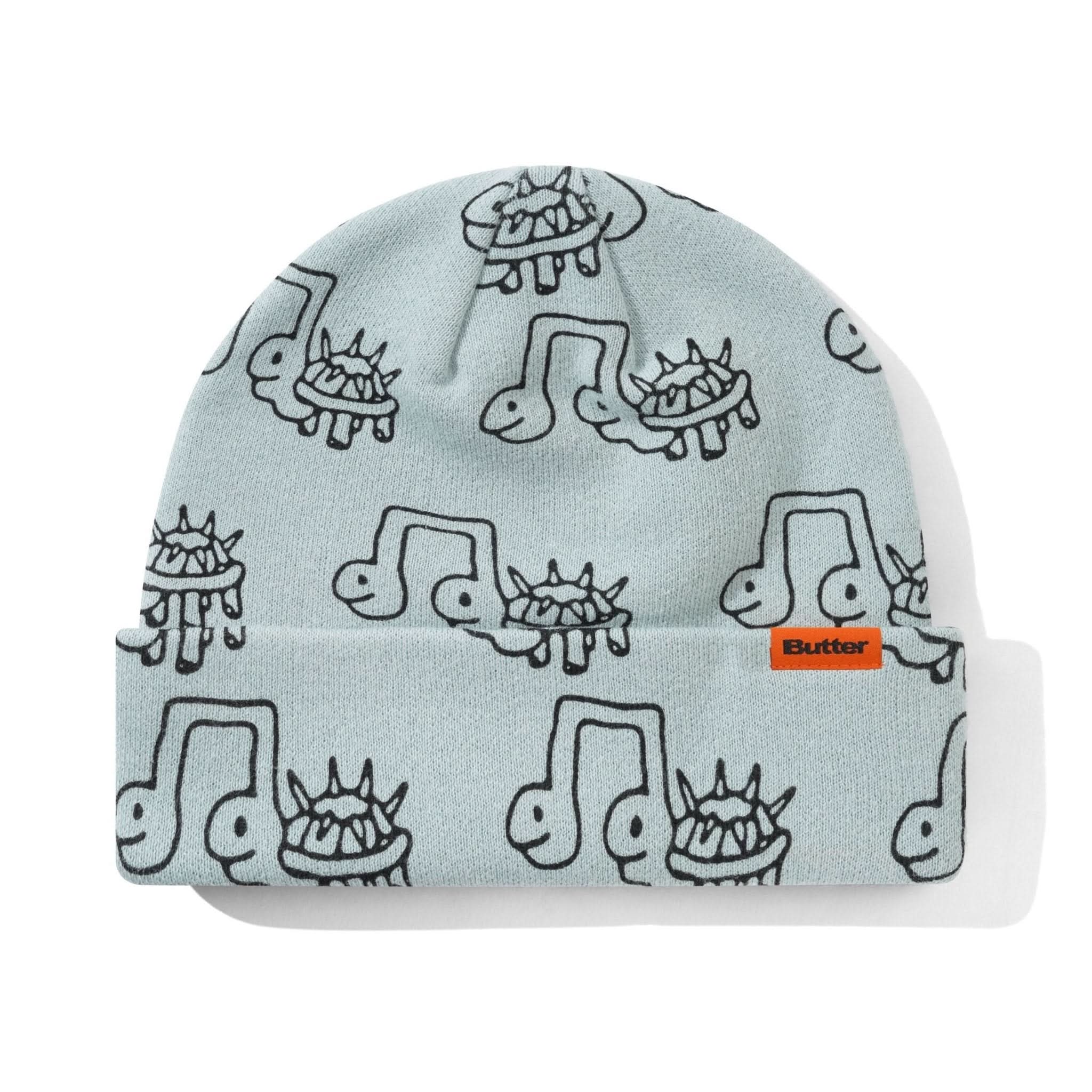 Butter Goods Turtle Beanie – Grey Spray Knit Hat - Gallery Streetwear