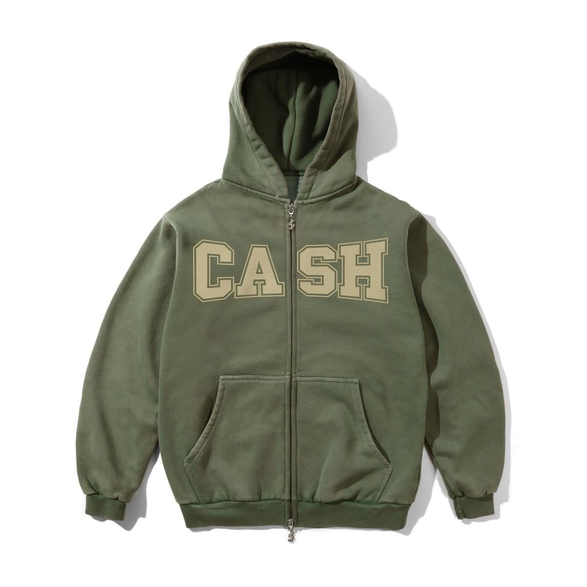 Cash Only Campus Zip Thru Hoodie Olive - Gallery Streetwear