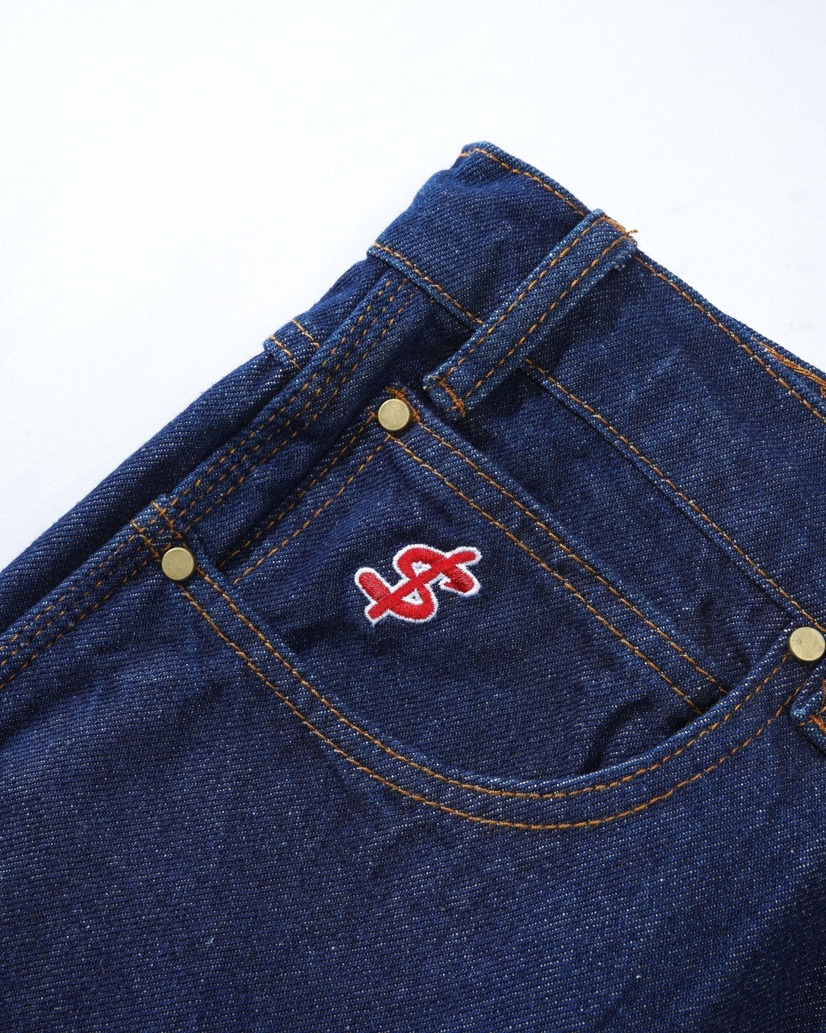 Cash Only Logo Baggy Denim Jeans – Indigo - Gallery Streetwear